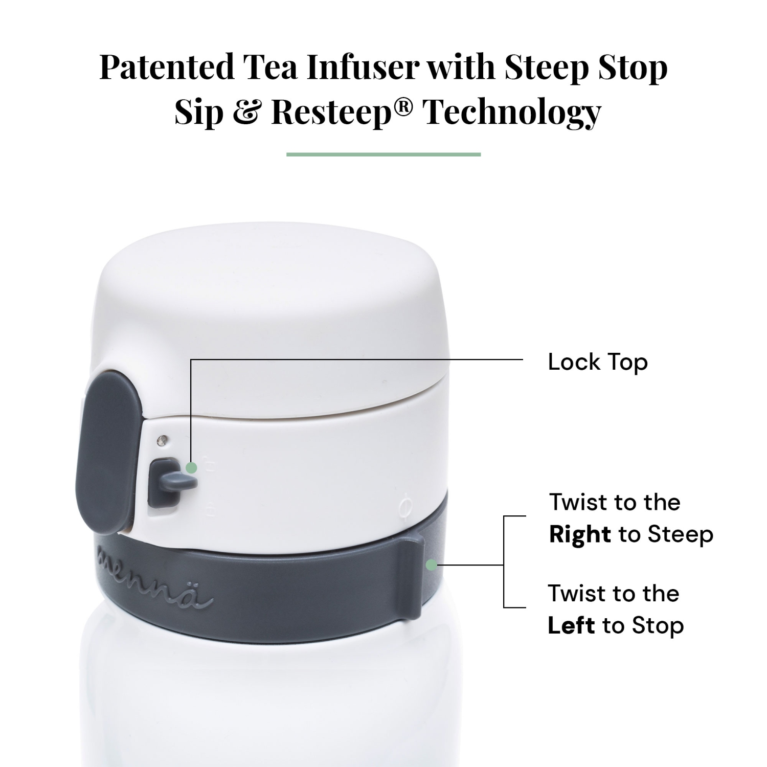 Tasse de voyage à double paroi en acier inoxydable pour thé et boissons avec infuseur breveté de 16 oz.
