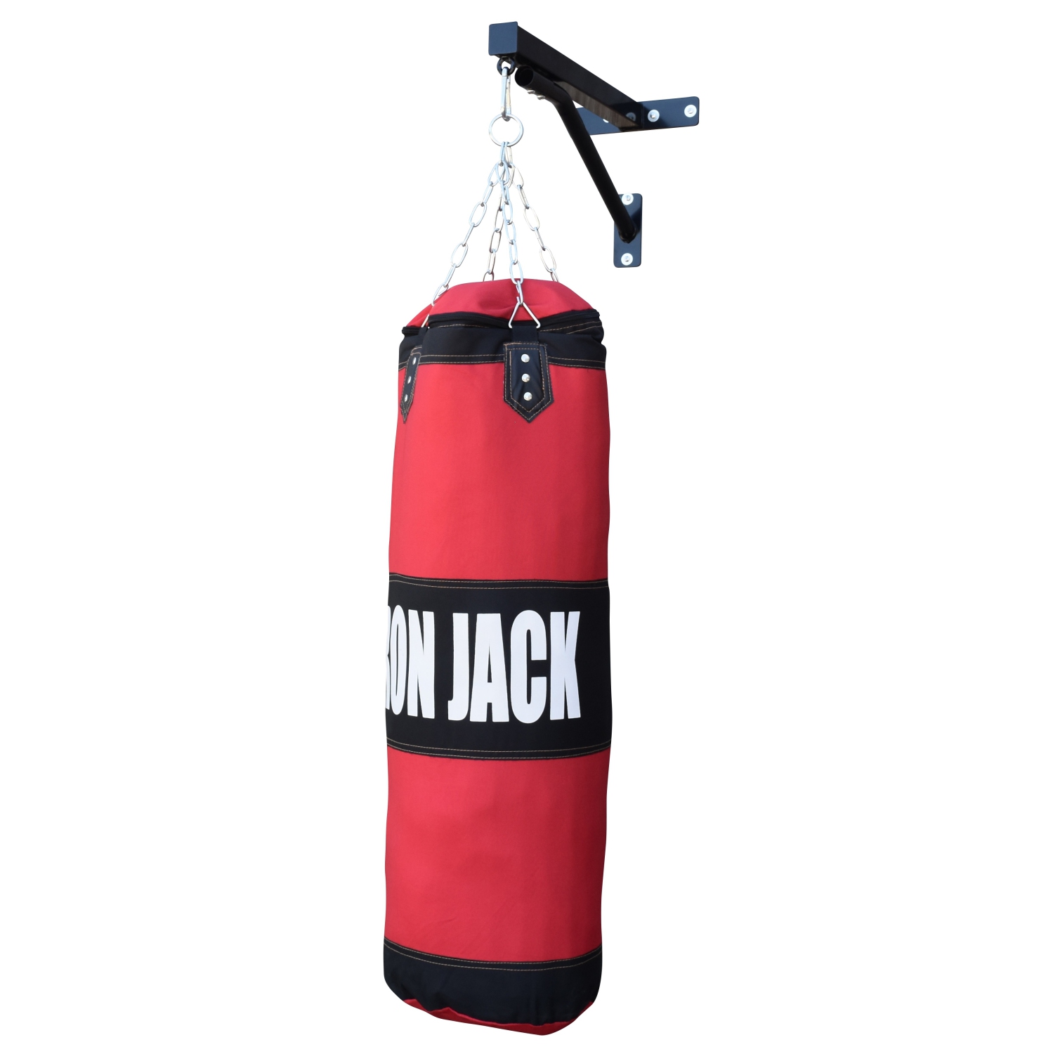 Iron Jack Heavy Bag Punching Bag Unfilled 3 in 1 Full Set, Includes Wall Mount Hanger with Chains, Pair of MMA Gloves, Boxing Bag, for KickBoxing,