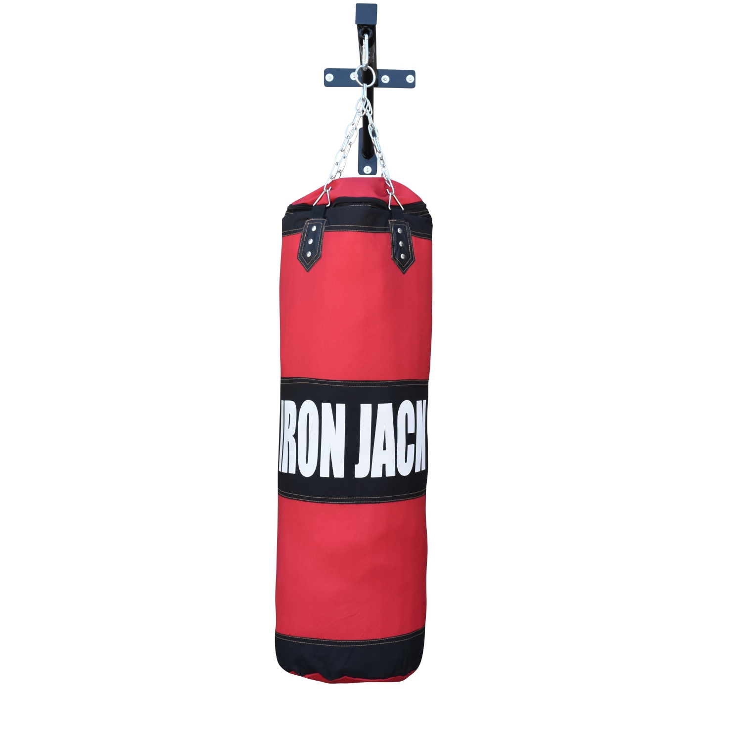 Iron Jack Heavy Bag Punching Bag Unfilled 3 in 1 Full Set, Includes Wall Mount Hanger with Chains, Pair of MMA Gloves, Boxing Bag, for KickBoxing,