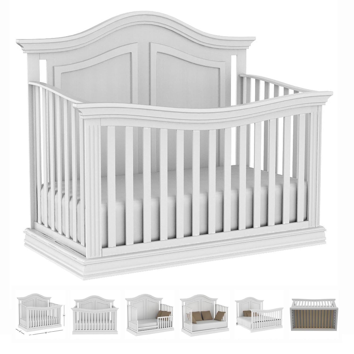 Verona 4 in 1 Baby Crib and Bed, Made in Canada, White
