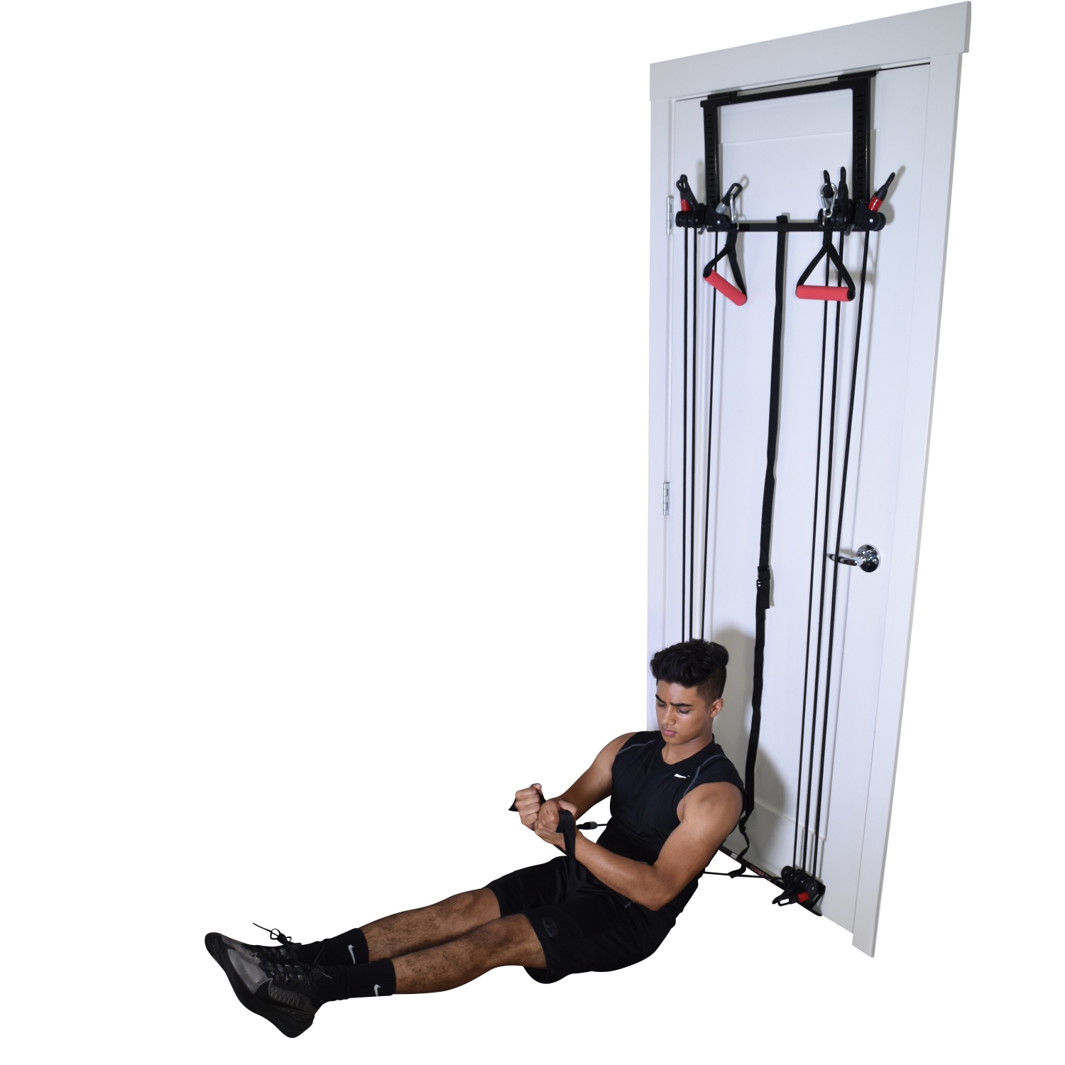 Tower 200 Complete Door Gym Full Body Workout, Home Gym Fitness Exercise System Total Body Strength Training, Includes Heavy Duty Resistance Bands,