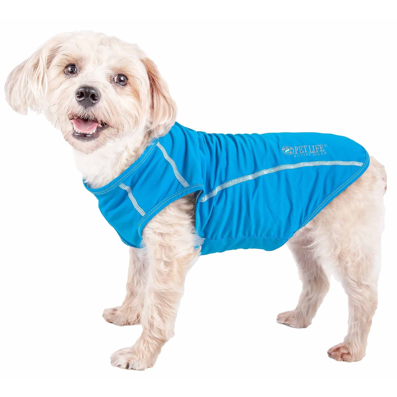 Pet Life Active 'Racerbark' 4-Way Stretch Performance Active Dog Tank Top T-Shirt, Sky Blue - X-Large