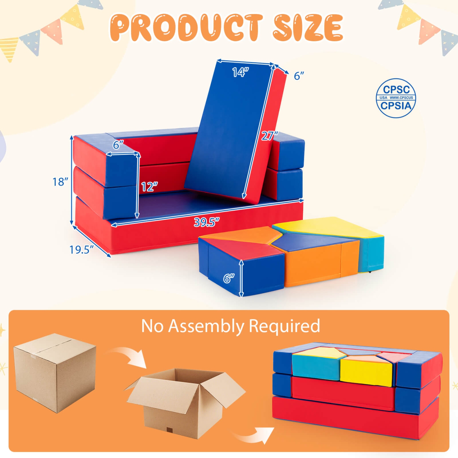 Costway 4-in-1 Crawl Climb Foam Shapes Playset Softzone Toy Toddler Preschoolers Kids