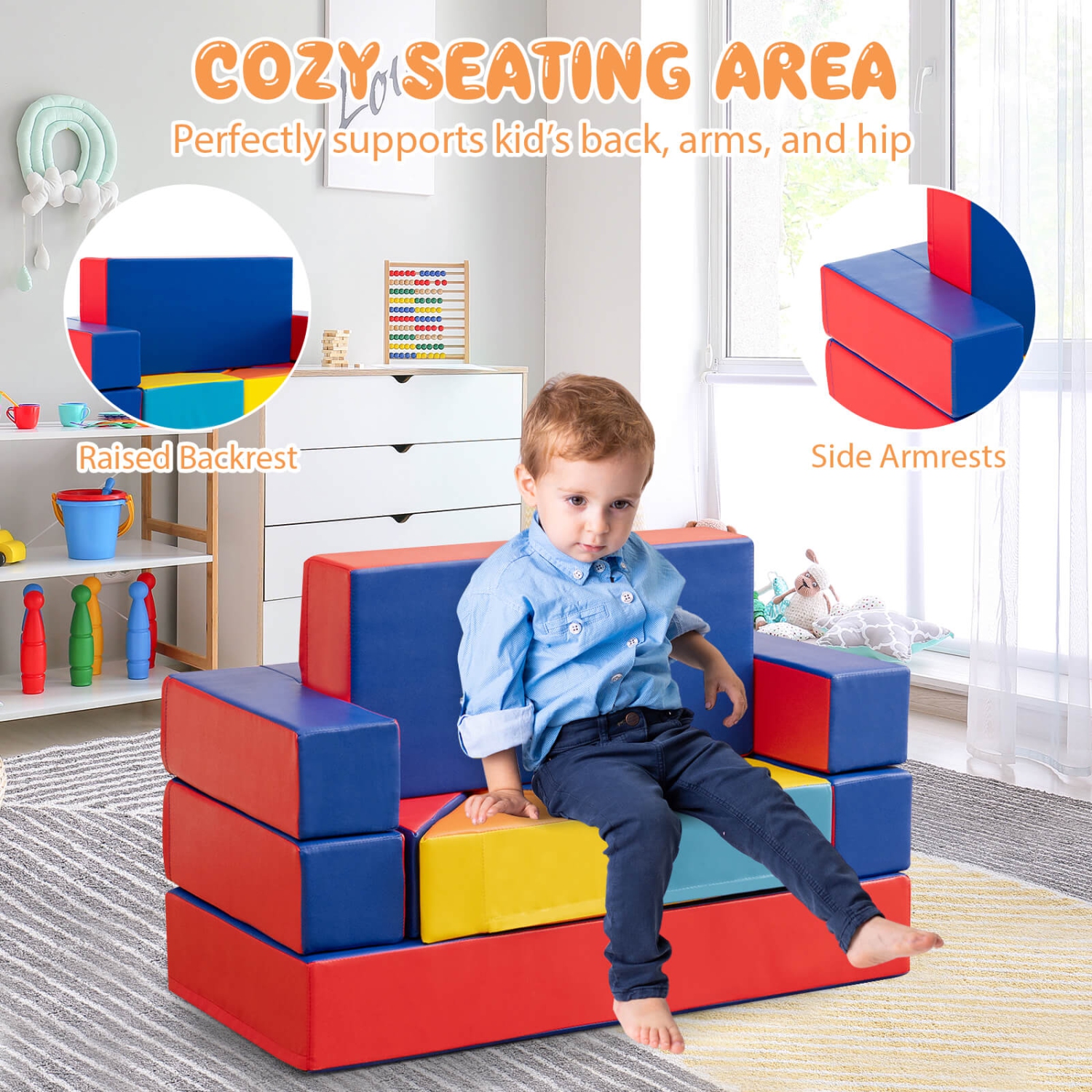 Costway 4-in-1 Crawl Climb Foam Shapes Playset Softzone Toy Toddler Preschoolers Kids