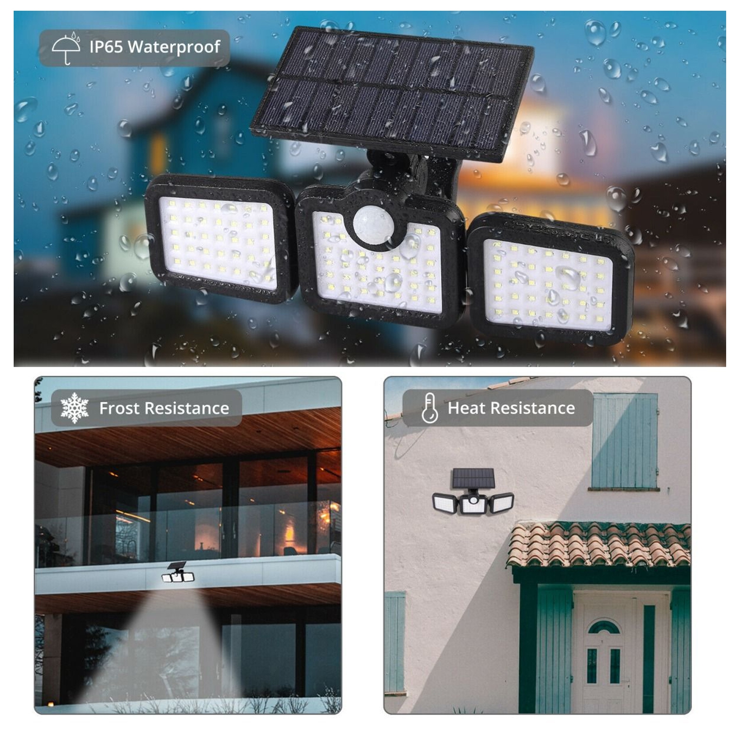 ISTAR Solar Lights 3 Head Motion Sensor Lights Solar Powered Outdoor 108 LED Security Floods Light IP65 Waterproof 270°Wide Angle Illumination