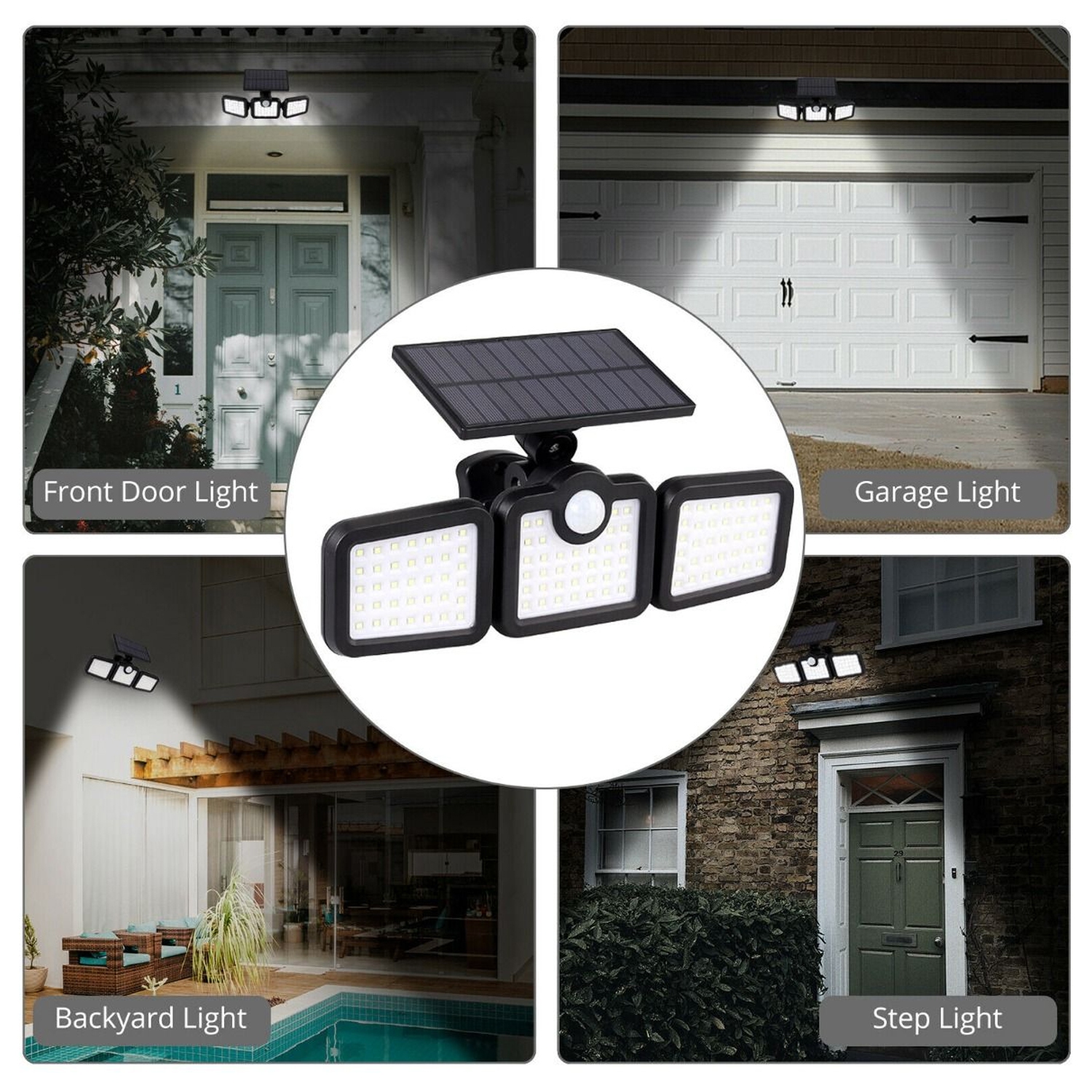 ISTAR Solar Lights 3 Head Motion Sensor Lights Solar Powered Outdoor 108 LED Security Floods Light IP65 Waterproof 270°Wide Angle Illumination
