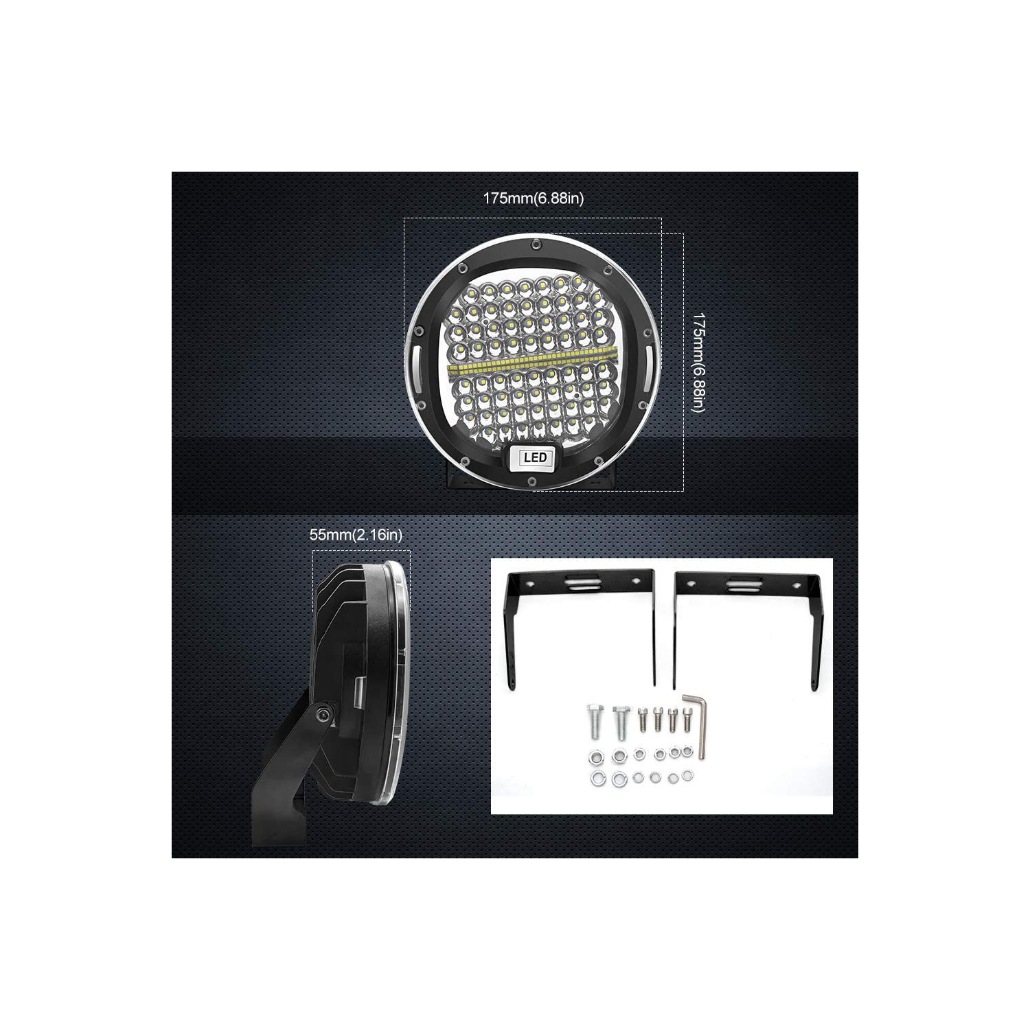 ISTAR – barre lumineuse à DEL pour unité de 7 po, 1 unité, étanche, barre de projecteur de travail ronde, 24 000 lm, 300 W, projecteur de route,