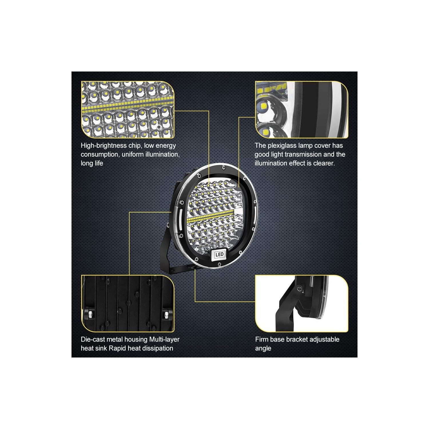 ISTAR – barre lumineuse à DEL pour unité de 7 po, 1 unité, étanche, barre de projecteur de travail ronde, 24 000 lm, 300 W, projecteur de route,