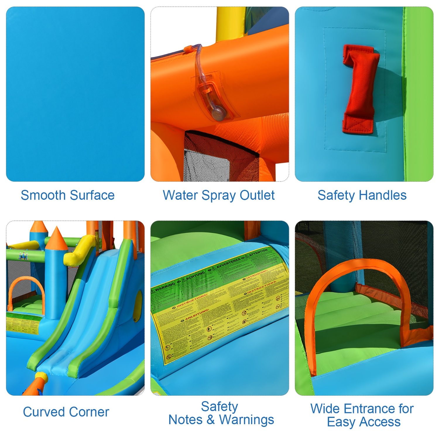 Costway Bountech Inflatable Water Slide Kids Bounce House Splash Water Pool w/ Blower