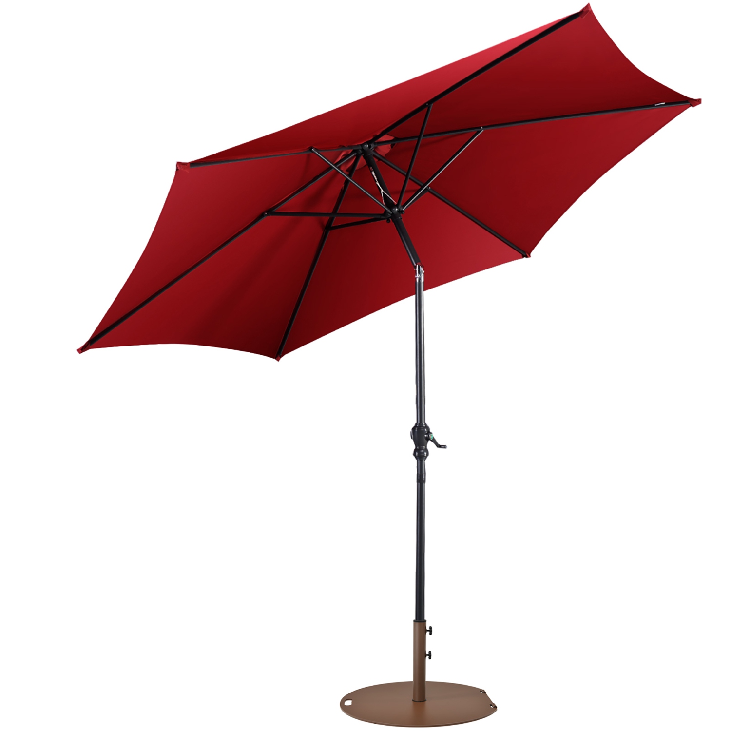 Costway 9ft Patio Umbrella Outdoor W/ 50 LBS Round Umbrella Stand W/ Wheels