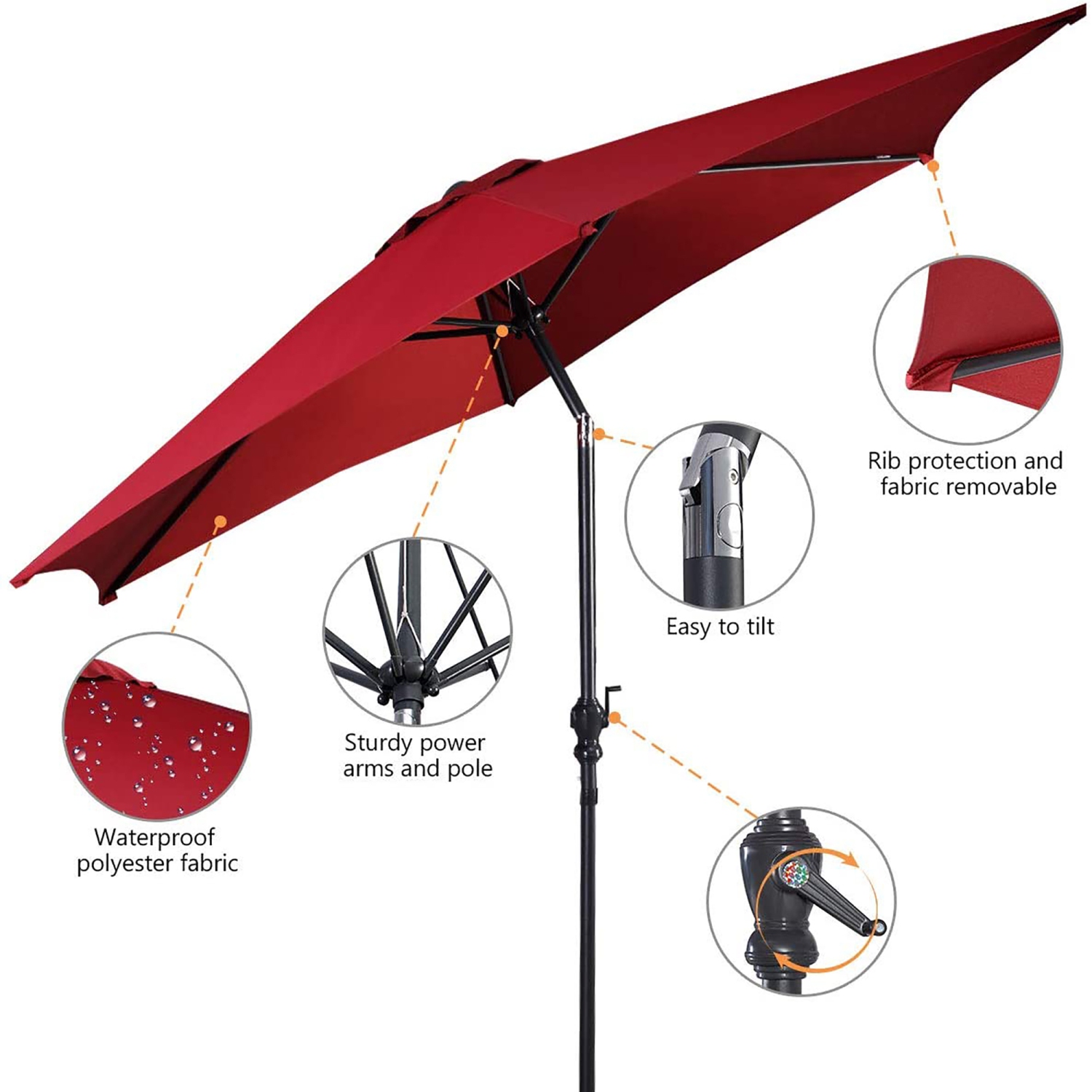 Costway 9ft Patio Umbrella Outdoor W/ 50 LBS Round Umbrella Stand W/ Wheels