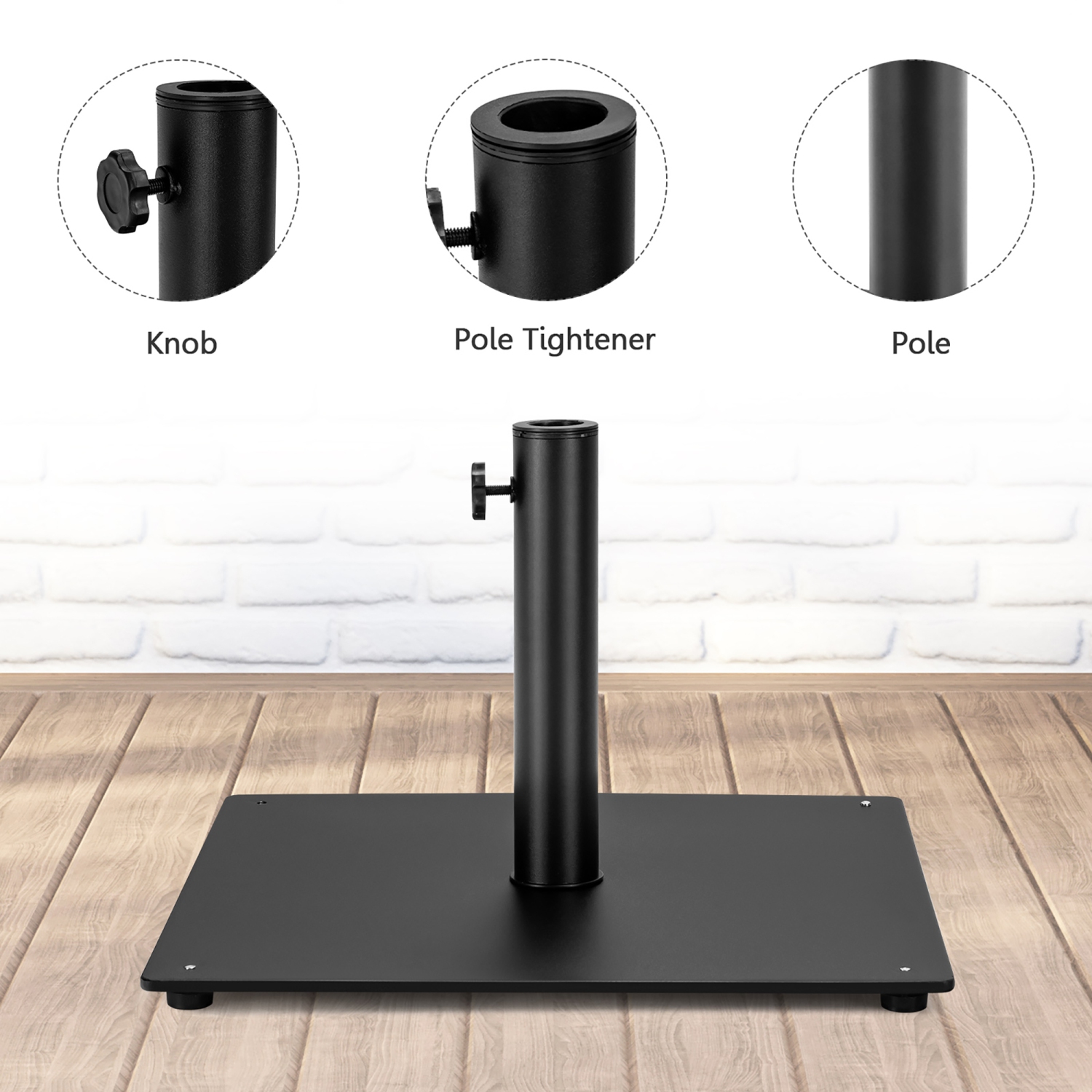 Costway 10ft Solar Lights Patio Umbrella Outdoor W/ 36 LBS Steel Umbrella Stand