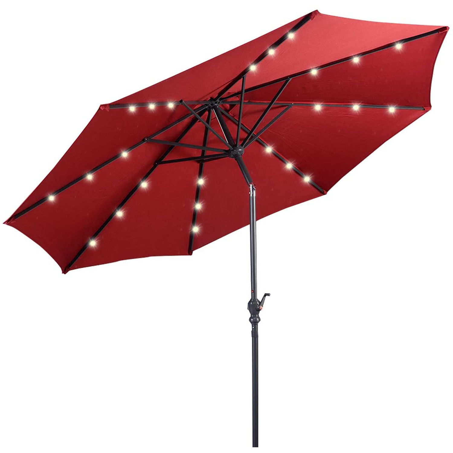 Costway 10ft Solar Lights Patio Umbrella Outdoor W/ 36 LBS Steel Umbrella Stand