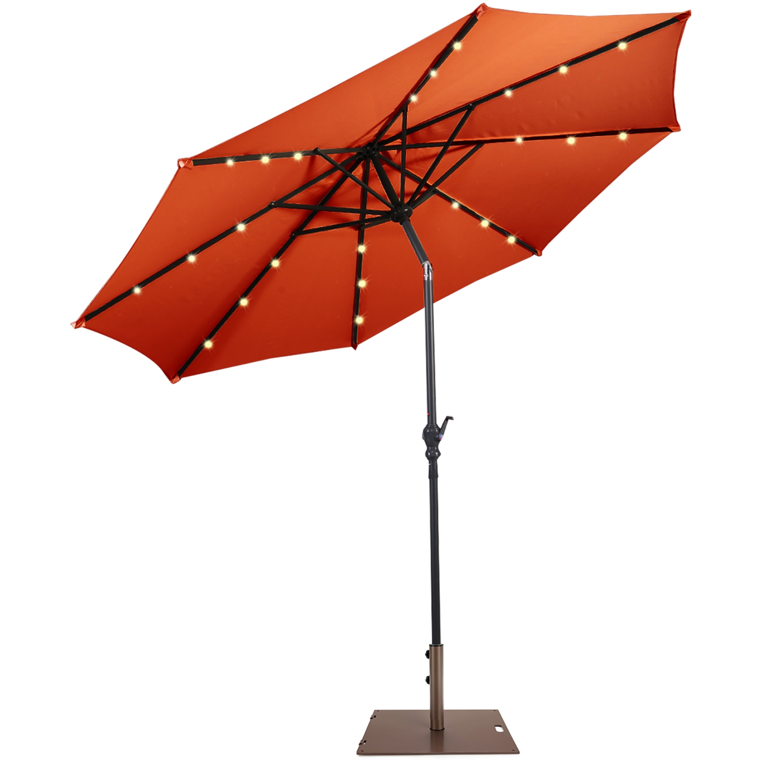 Costway 10ft Solar Lights Patio Umbrella Outdoor W/ 50 LBS Movable Umbrella Stand