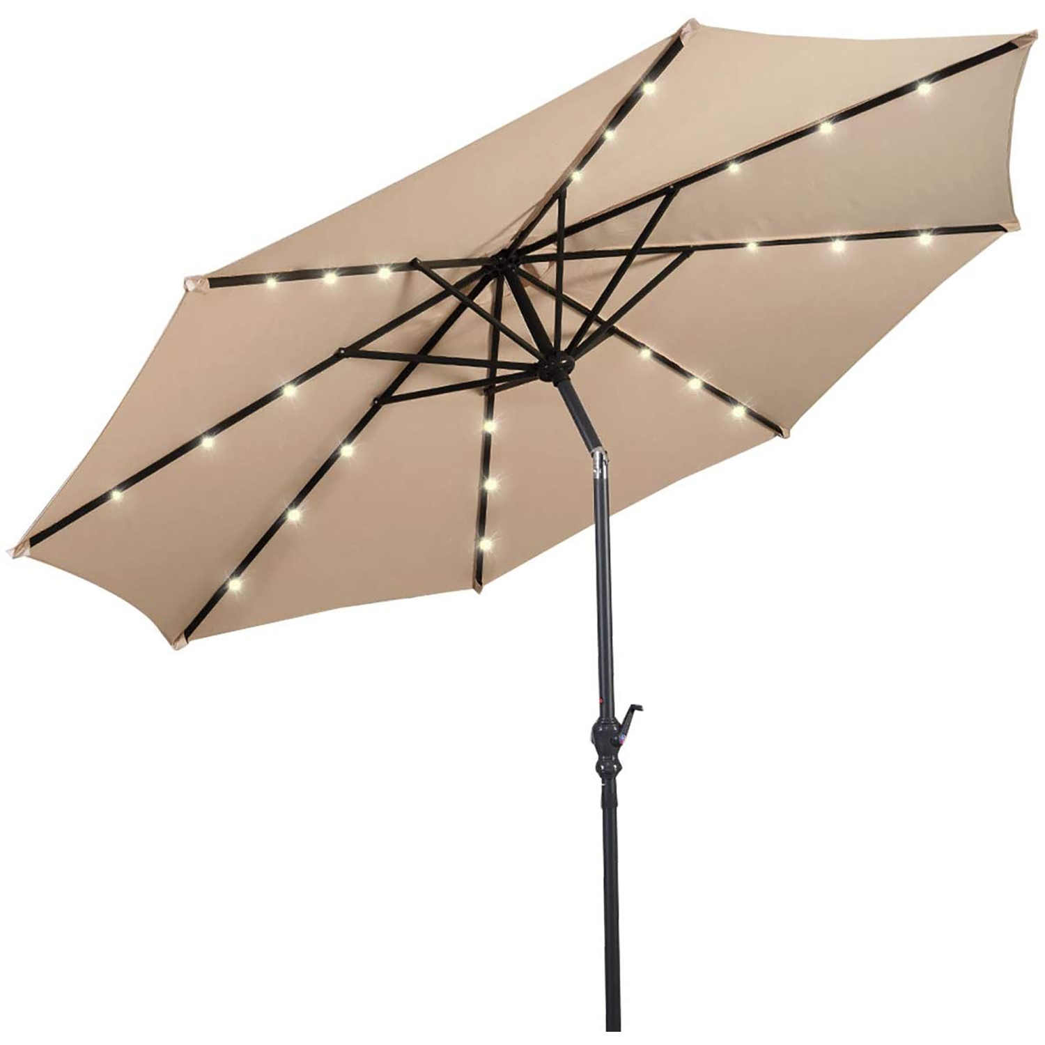 10ft Solar Lights Patio Umbrella Outdoor W/ 50 LBS Movable Umbrella Stand