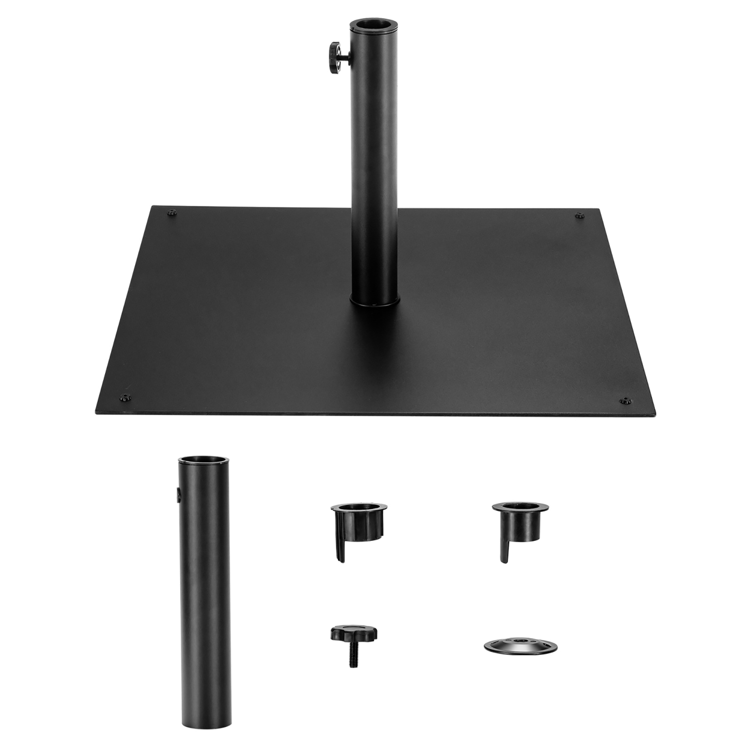 Costway 9ft Market Patio Umbrella w/Solar Lights & 40 LBS Steel Umbrella Stand