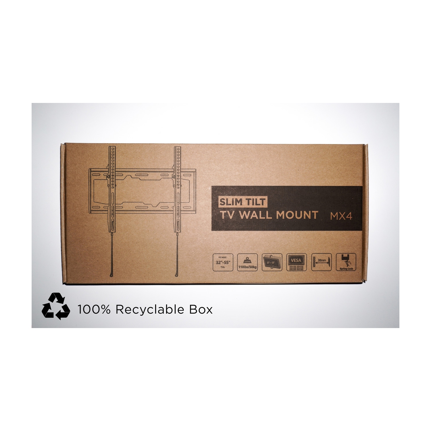 Expédition gratuite | Support mural inclinable plat pour téléviseur de 32 à 55 po de TEXONIC | installation rapide et facile