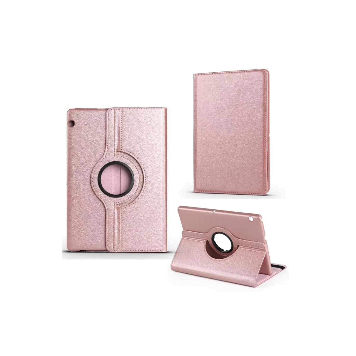 【CSmart】 360 Rotating PU Leather Stand Case Smart Cover for Huawei Mediapad T5 10 10.1", Rose Gold