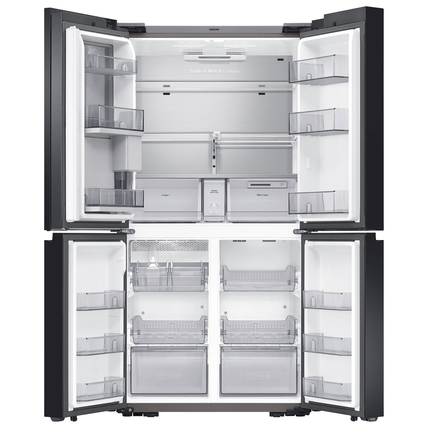 Réfrigérateur à 4 portes polyvalent de 22,8 pi³ et de 36 po BESPOKE de Samsung - Compatible panneaux personnalisés