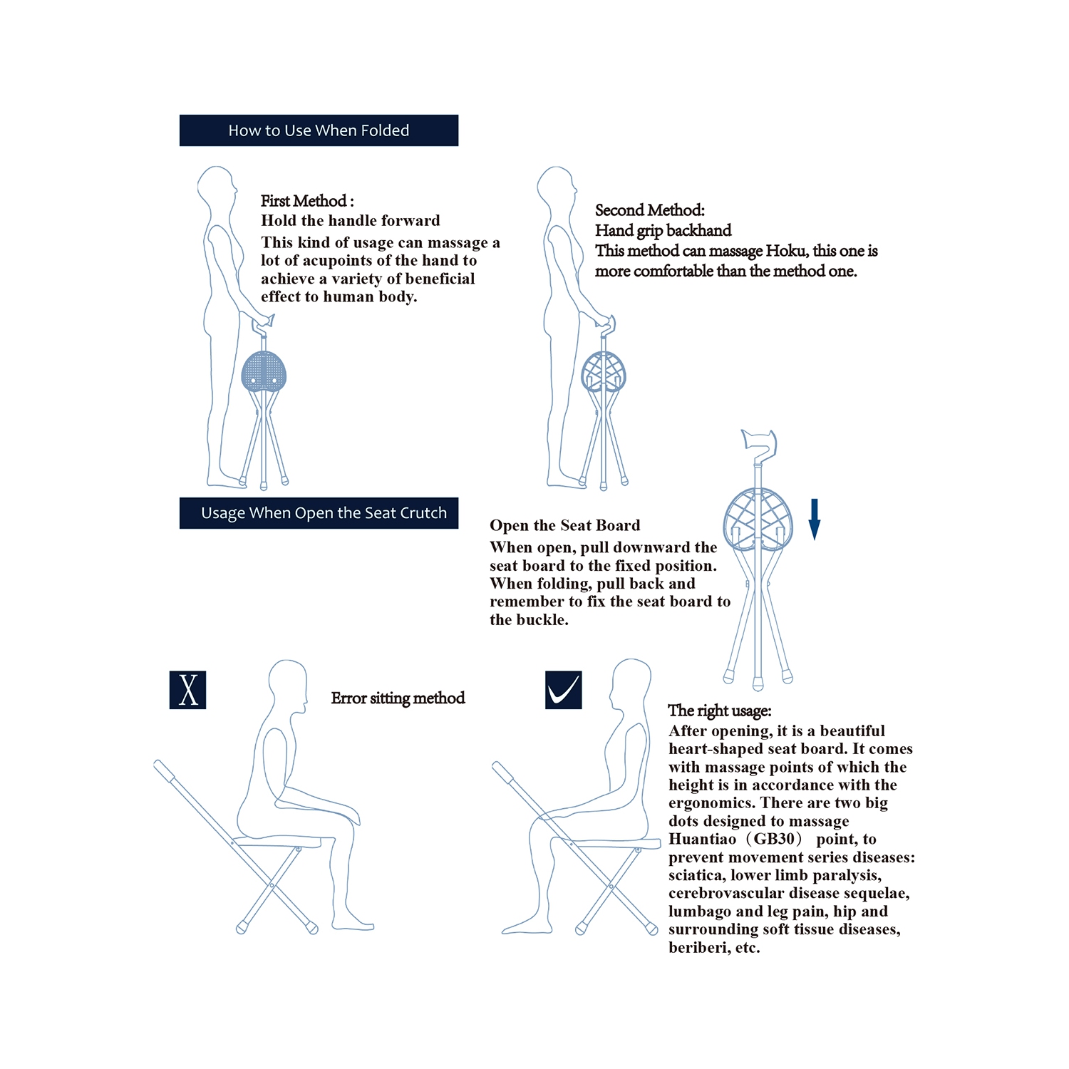 Costway Lightweight Adjustable Folding Cane Seat Aluminum Alloy Crutch Chair With Light