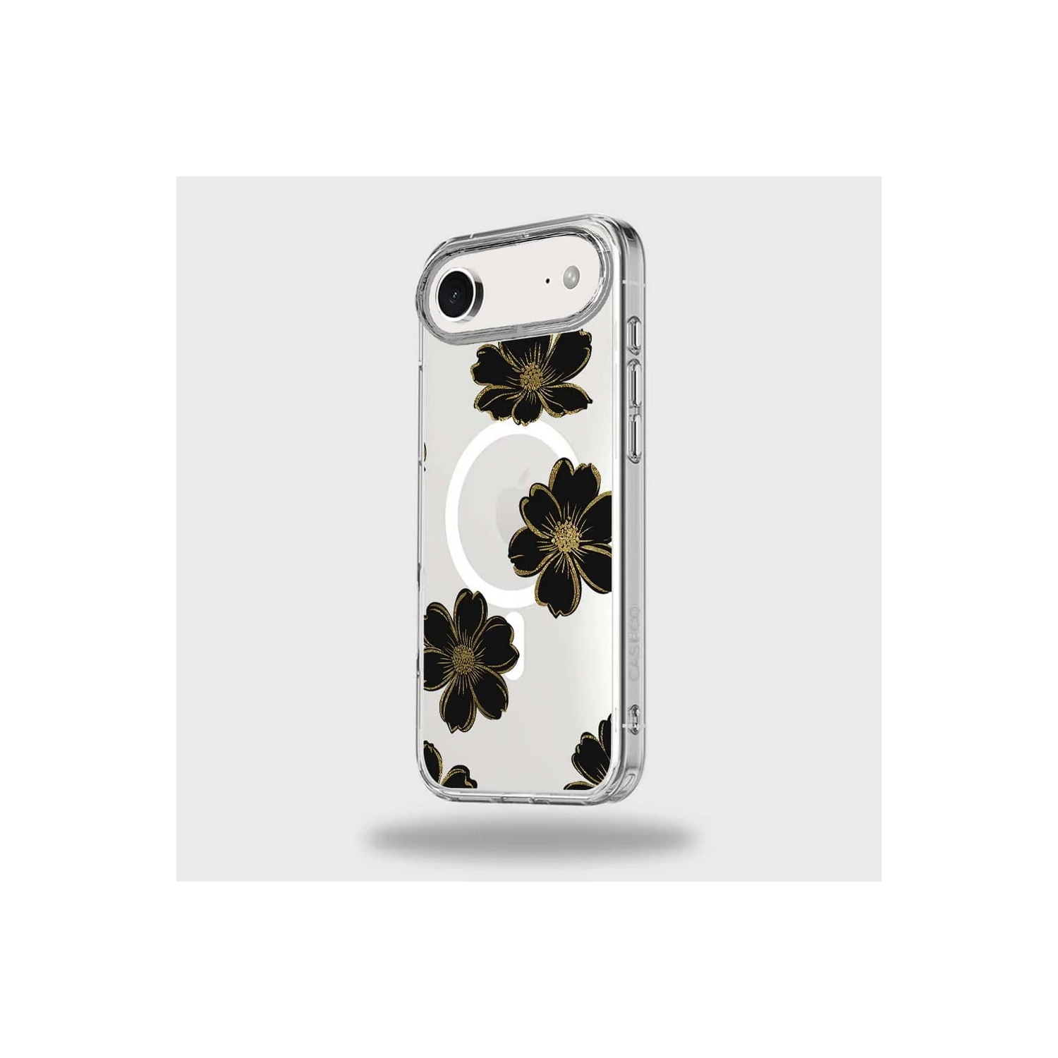 iPhone Air Black Flower Clear Case With MagSafe