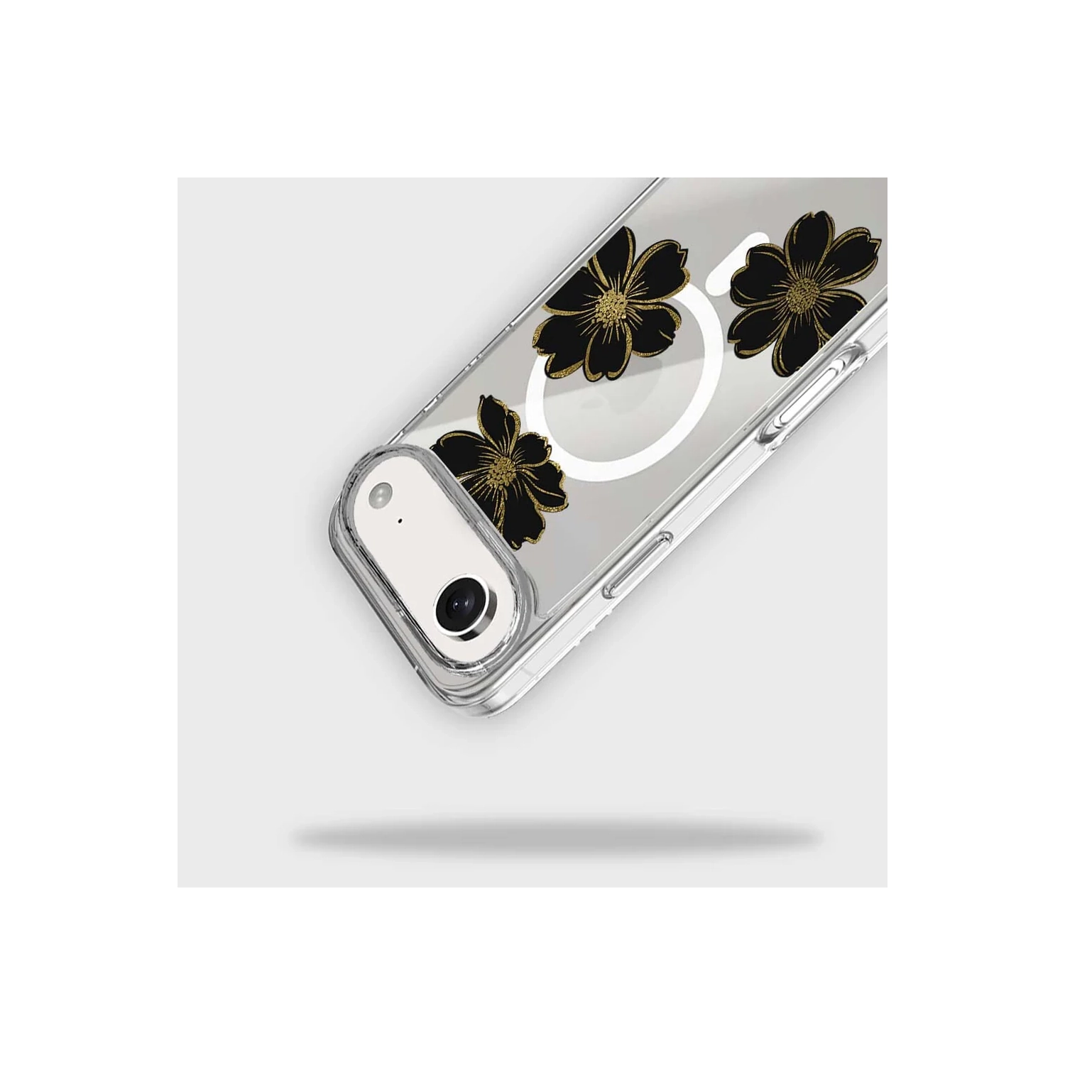 iPhone Air Black Flower Clear Case With MagSafe