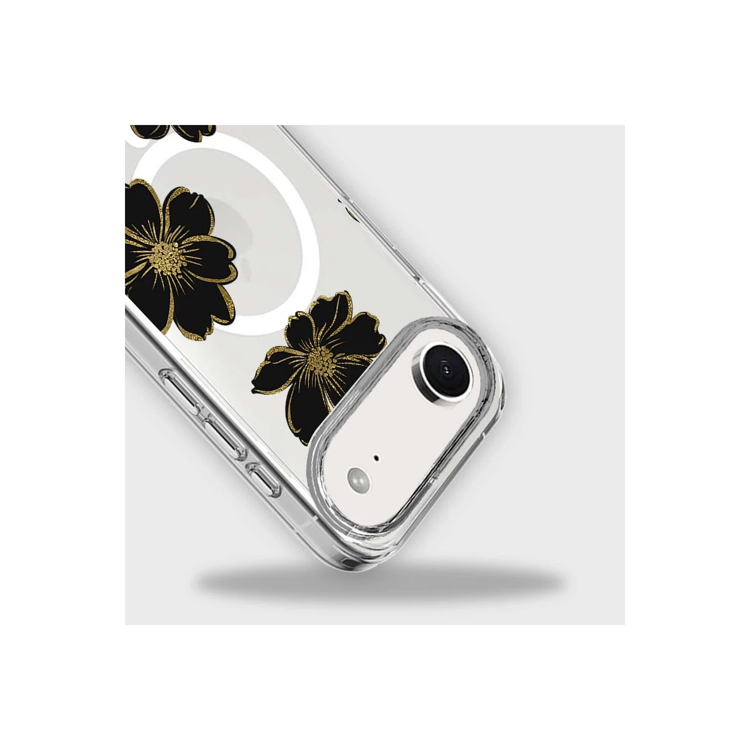 iPhone Air Black Flower Clear Case With MagSafe