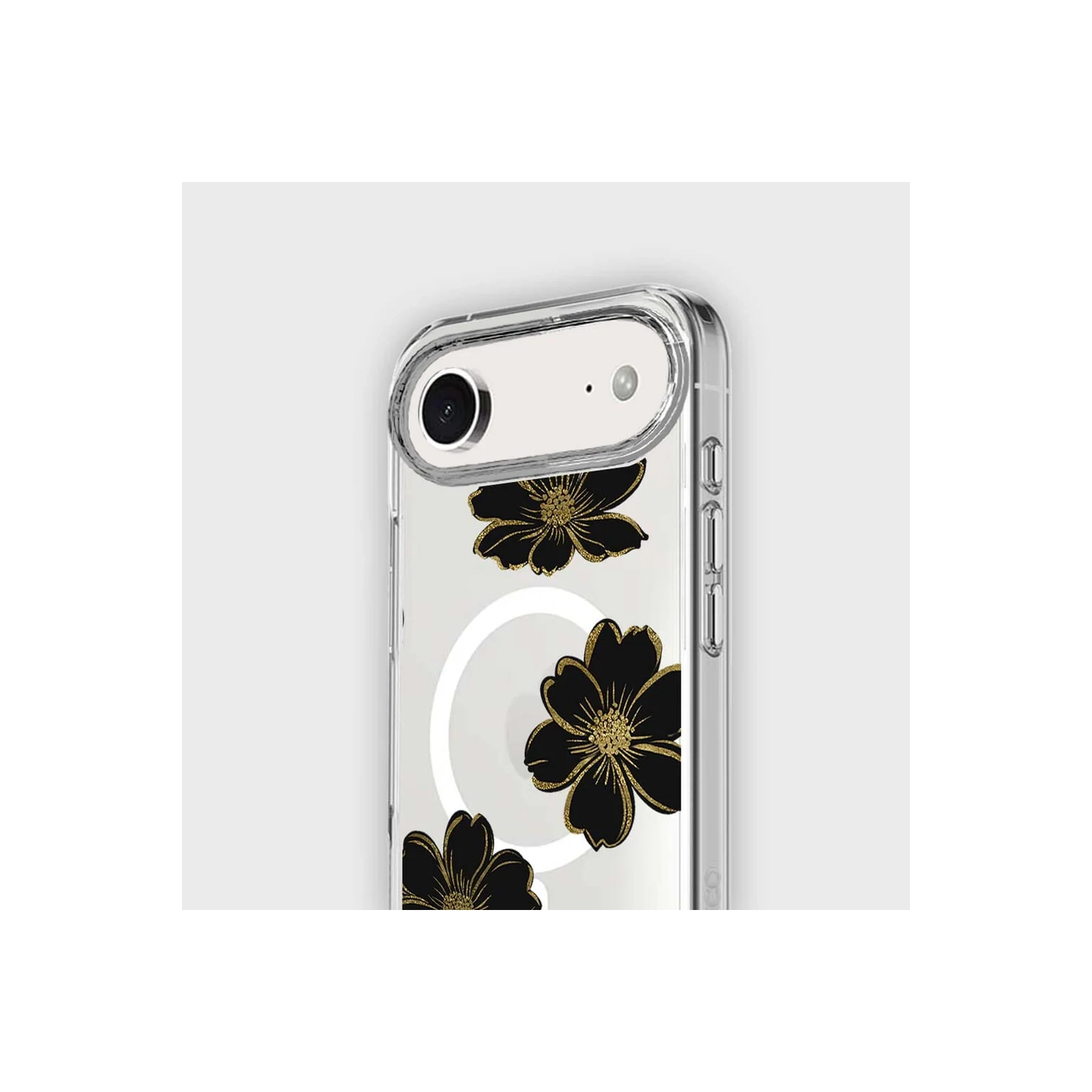 iPhone Air Black Flower Clear Case With MagSafe
