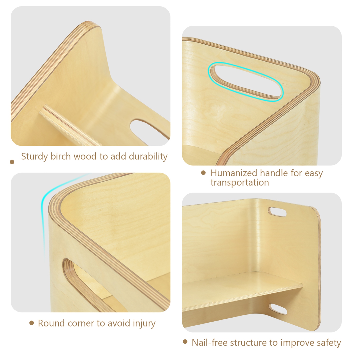 Costway 3 PCS Kids Wooden Table & Chair Set Children Multipurpose Homeschool Furniture Natural/Gray