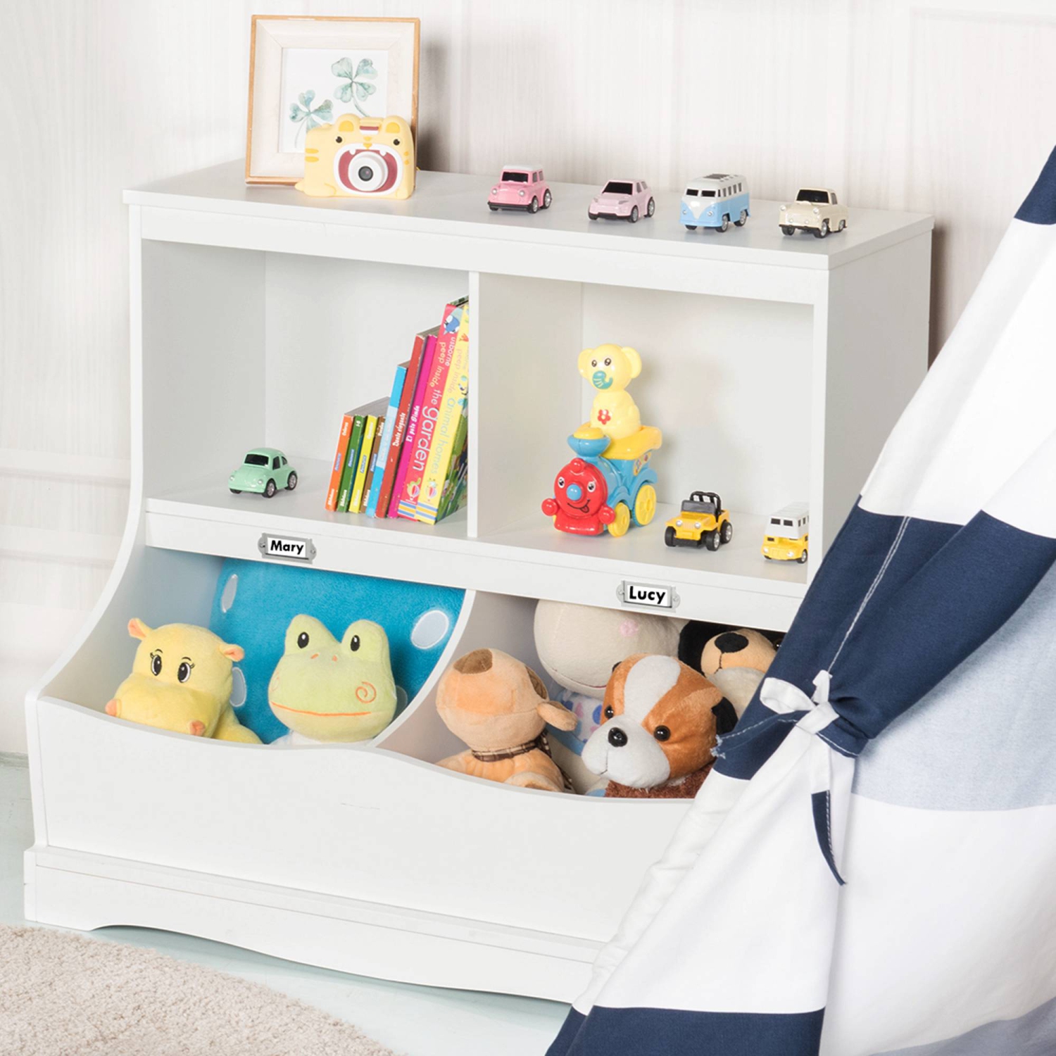 Costway Children's Multi-Functional Bookcase Toy Storage Bin Kids Floor Cabinet