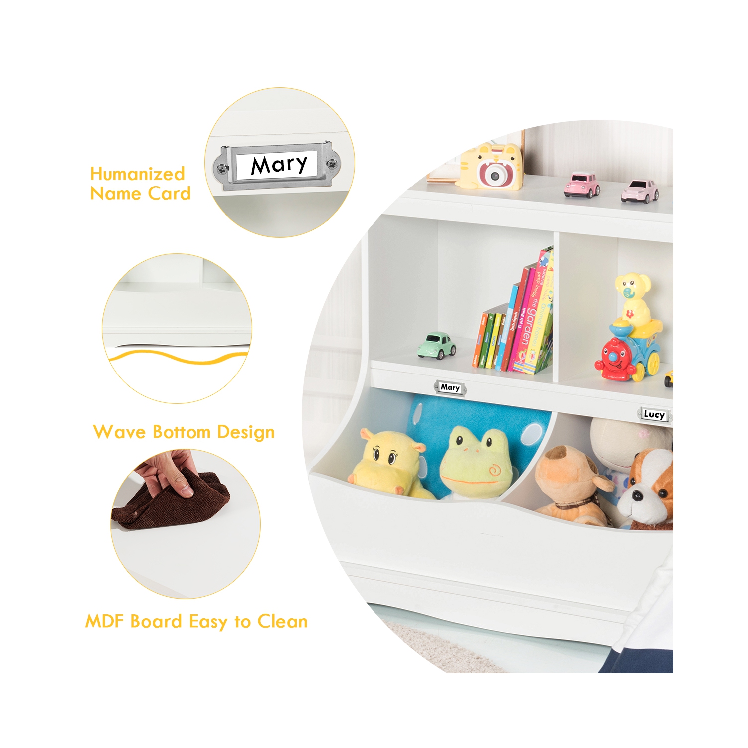 Costway Children's Multi-Functional Bookcase Toy Storage Bin Kids Floor Cabinet