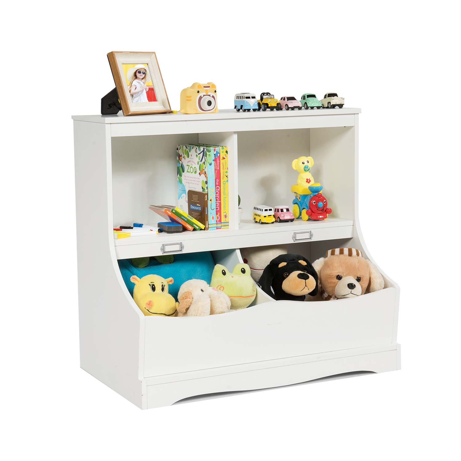 Costway Children's Multi-Functional Bookcase Toy Storage Bin Kids Floor Cabinet