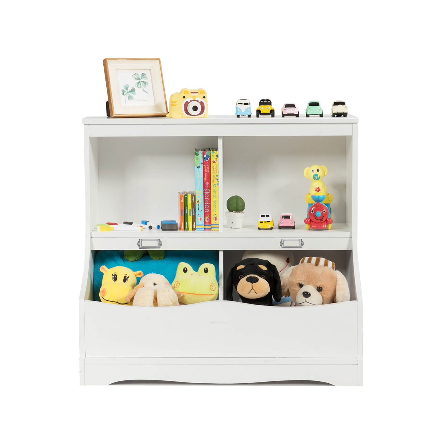 Costway Children's Multi-Functional Bookcase Toy Storage Bin Kids Floor Cabinet