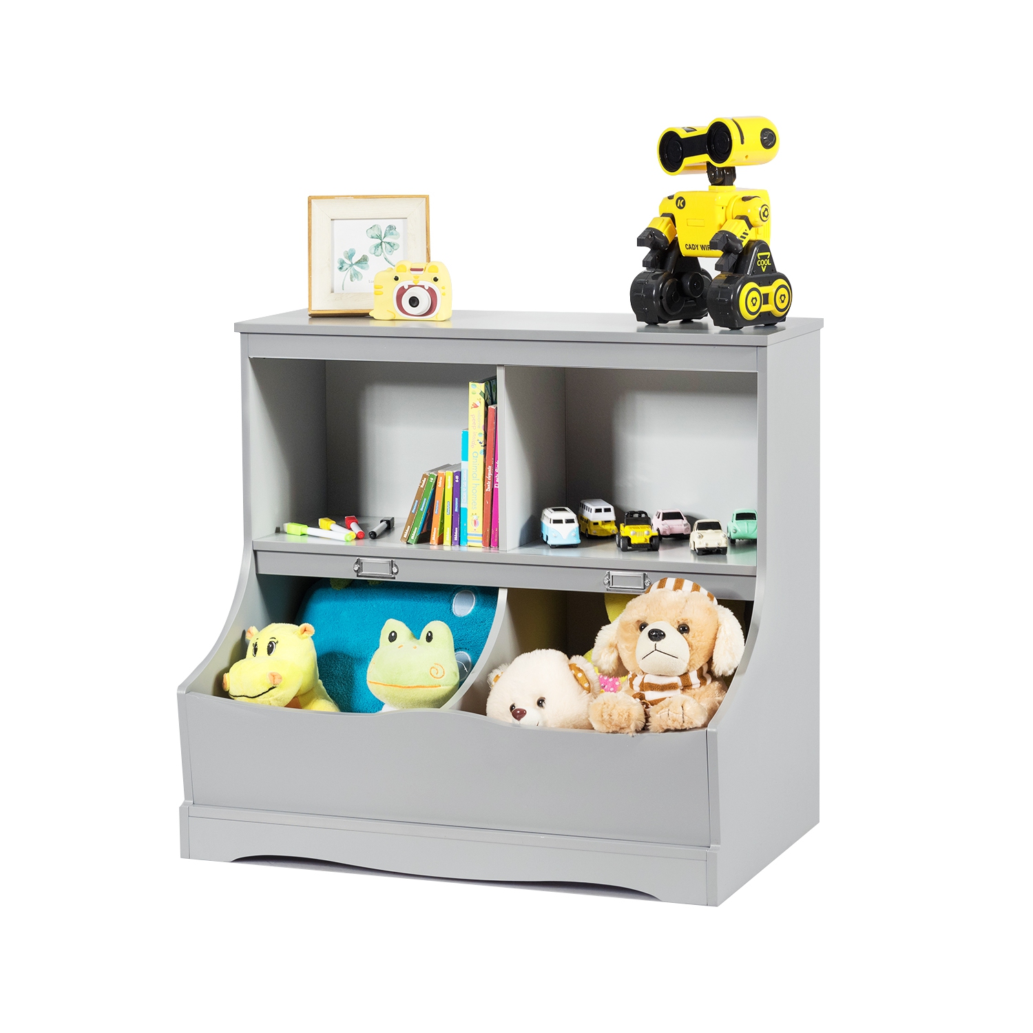 Costway Children's Multi-Functional Bookcase Toy Storage Bin Kids Floor Cabinet