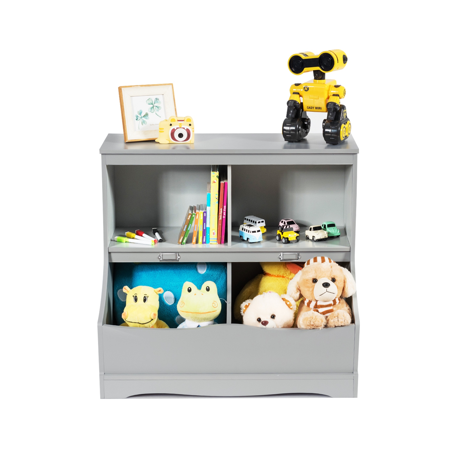 Costway Children's Multi-Functional Bookcase Toy Storage Bin Kids Floor Cabinet