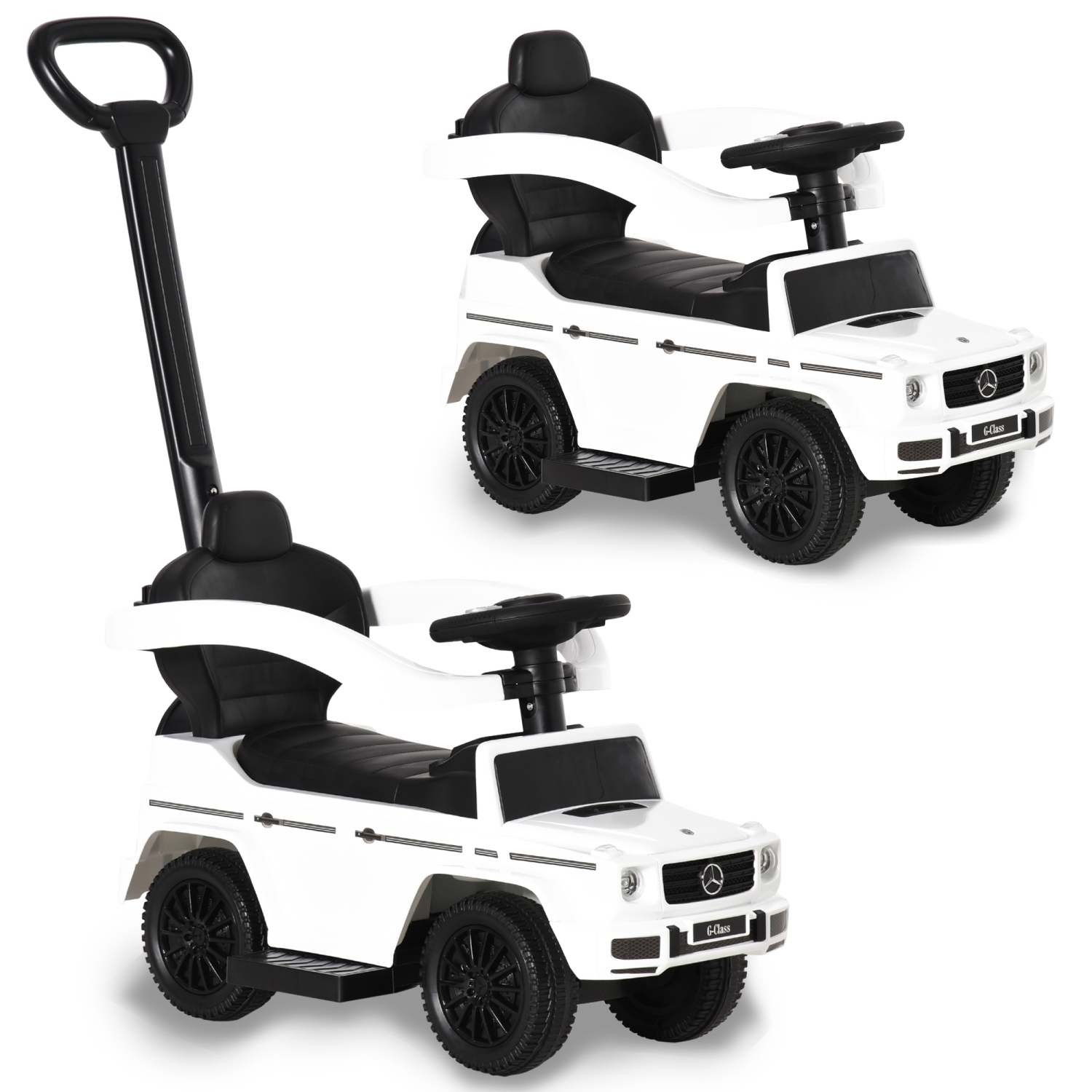 Aosom Compatible Ride-on Sliding Car G350 Walker Slider Stroller Toddler Vehicle Push with Horn Steering Wheel NO POWER White