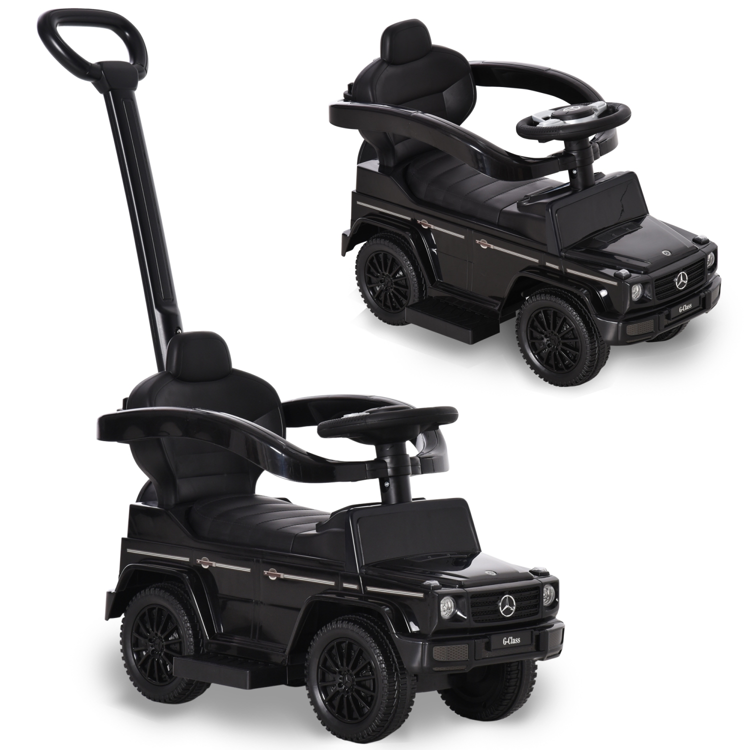 Aosom Compatible Ride-on Sliding Car G350 Walker Slider Stroller Toddler Vehicle Push with Horn Steering Wheel NO POWER Black