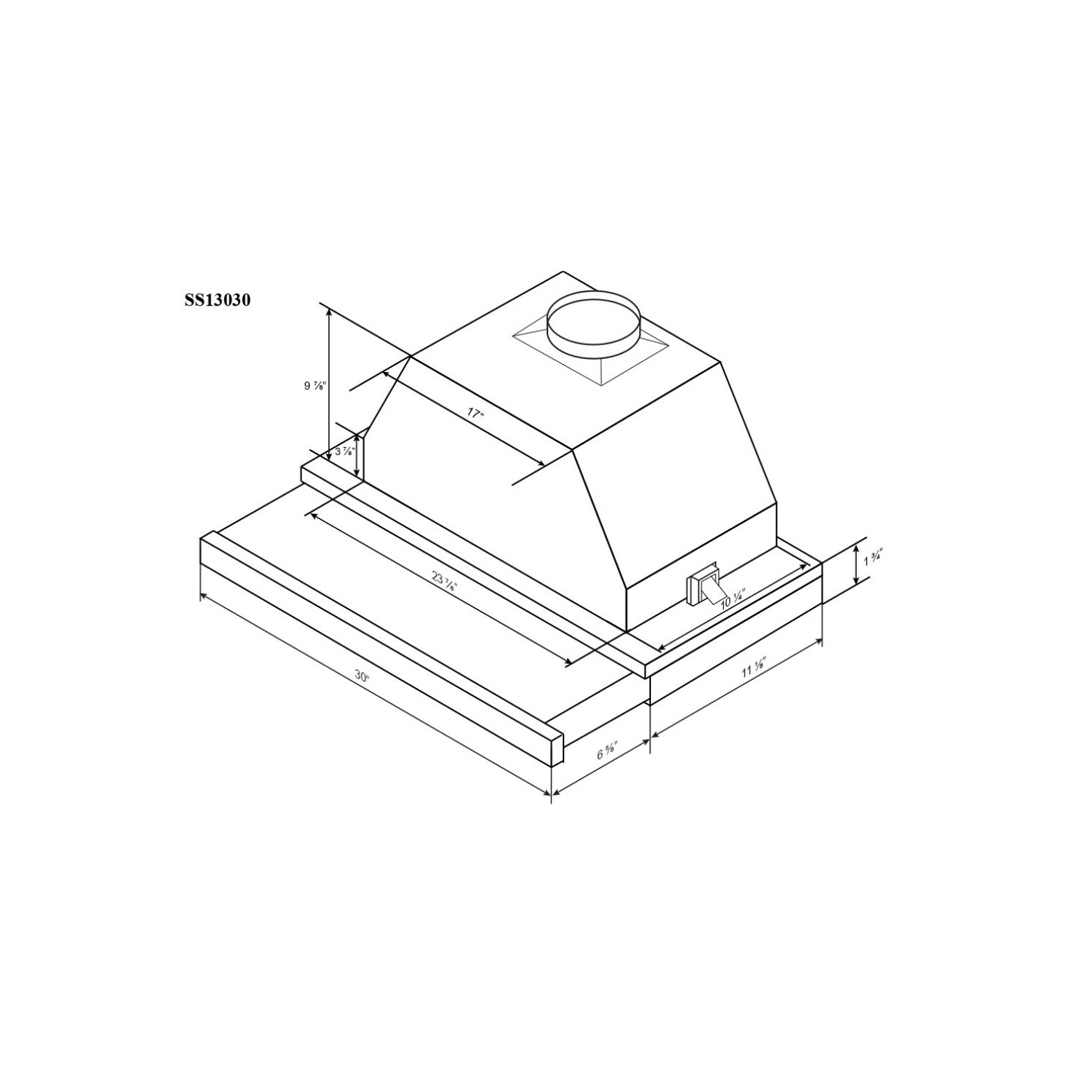 Hotte de Cuisine Encastrable, équipée de Lumières DEL, 30", 300 PCM Filtres à Chicanes - Acier inoxydable par Cyclone