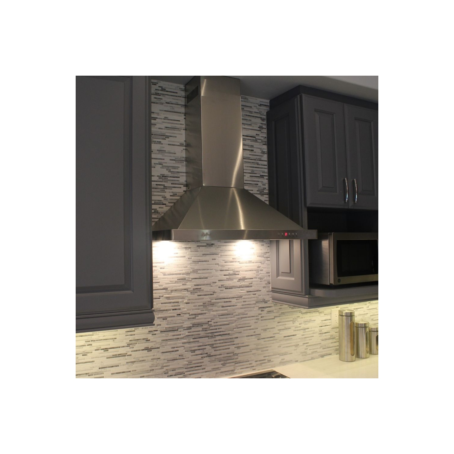 Cyclone 24" 550 CFM LED lights Pyramid Wall Mount Range Hood - Stainless Steel