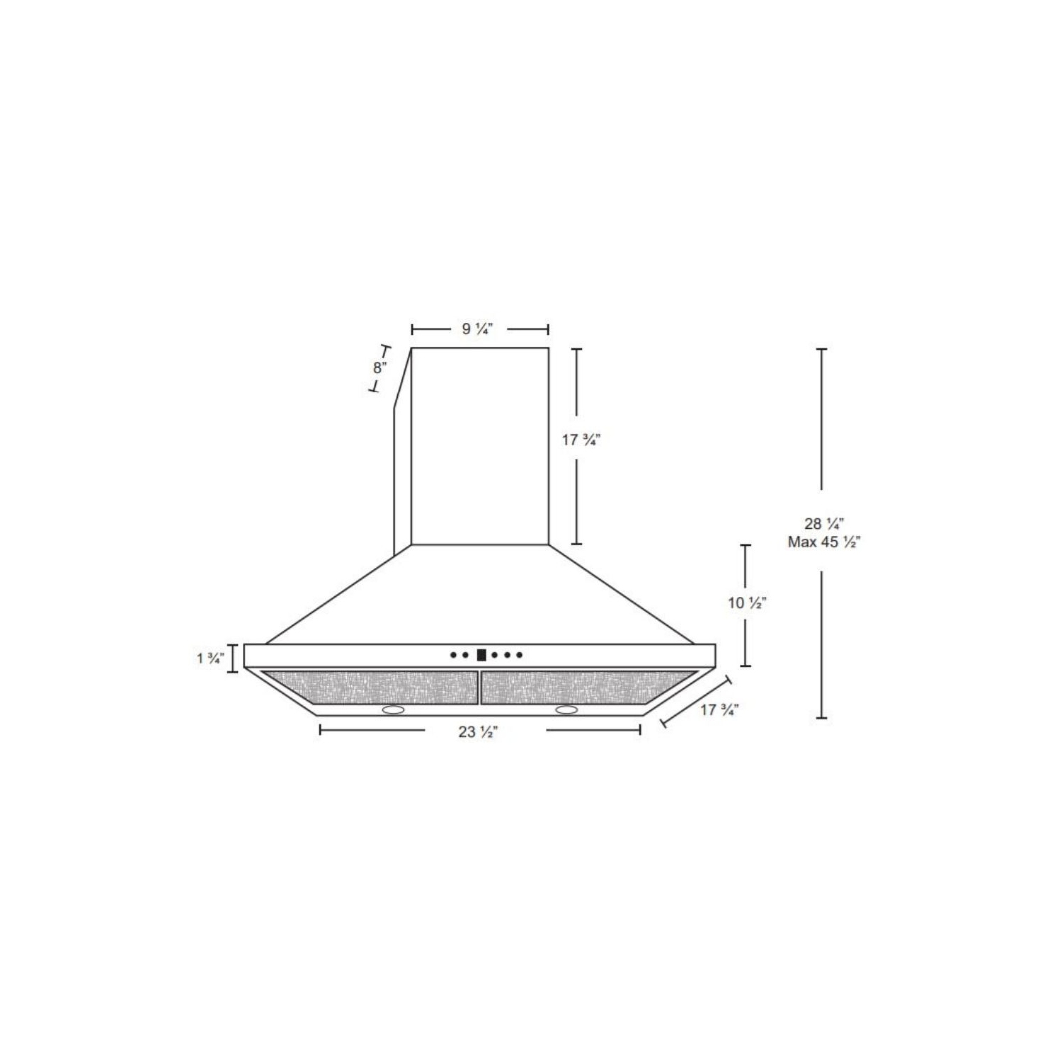 Cyclone 24" 550 CFM LED lights Pyramid Wall Mount Range Hood - Stainless Steel