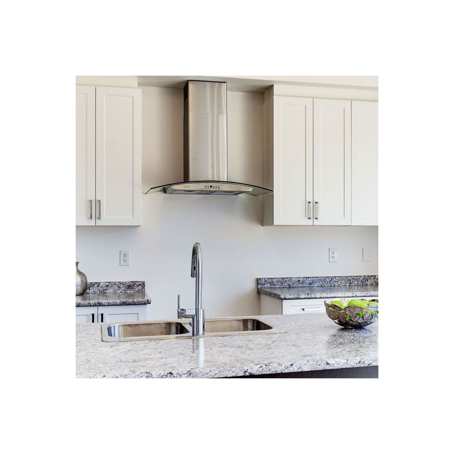 Cyclone 30" 550 CFM LED lights Curved Glass Wall Mount Range Hood - Stainless Steel