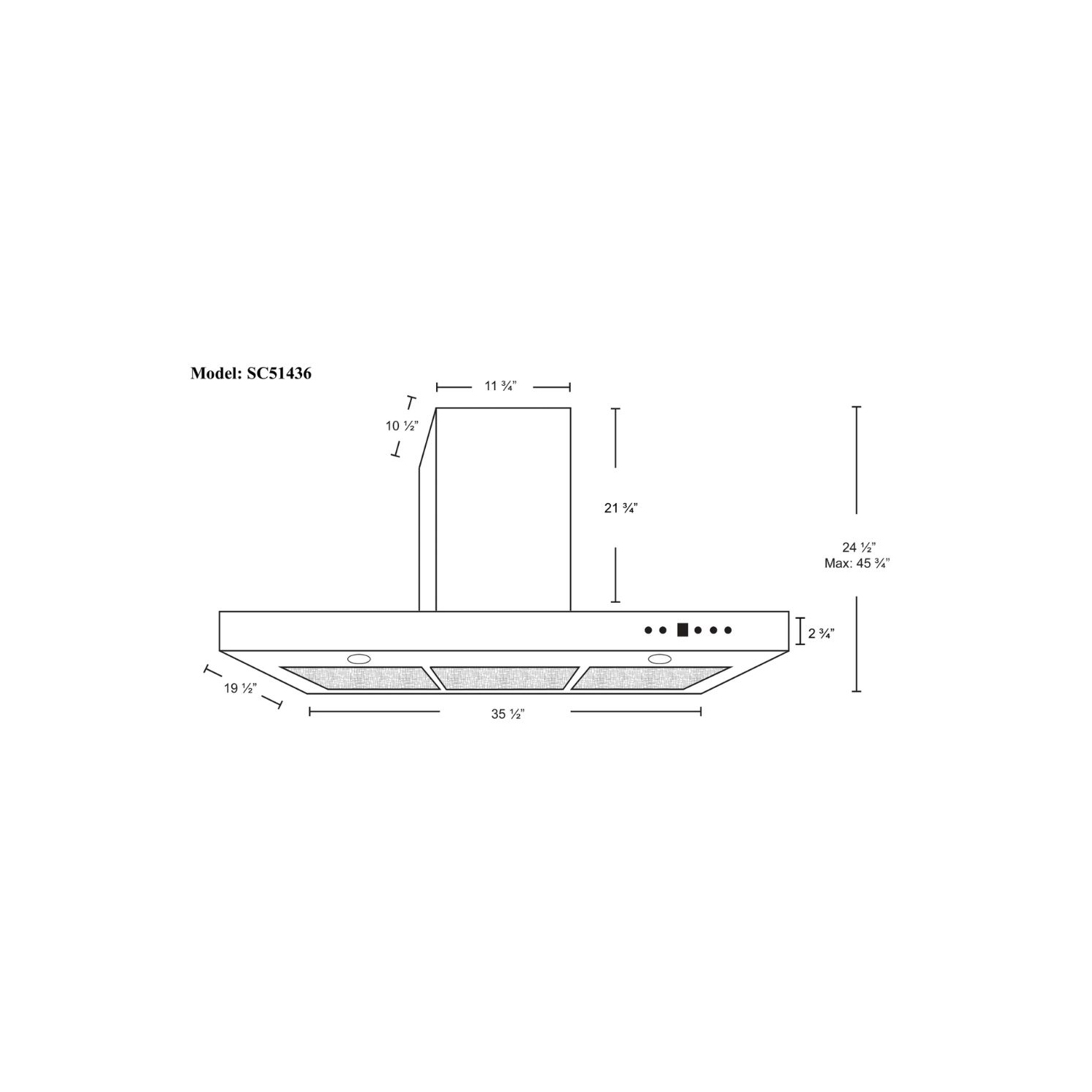 Hotte de Cuisine Murale, équipée de Lumières DEL, 36'', 550 PCM Filtres à Chicanes - Acier Inoxydable par Cyclone