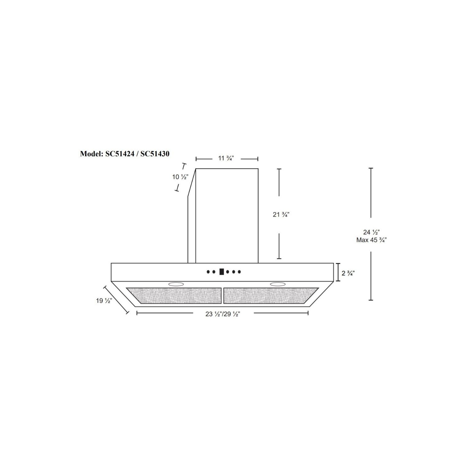 Hotte de Cuisine Murale, équipée de Lumières DEL, 30", 550 PCM Filtres à Chicanes - Acier Inoxydable par Cyclone