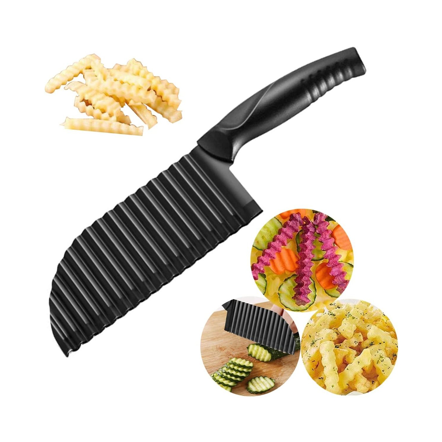 ISTAR Crinkle Cutter Garnishing Knife, French Fry Potato Cutter Stainless Steel Zig Zag Gadget Waves Chopper Knife ,Home Kitchen Vegetable Chip Blade