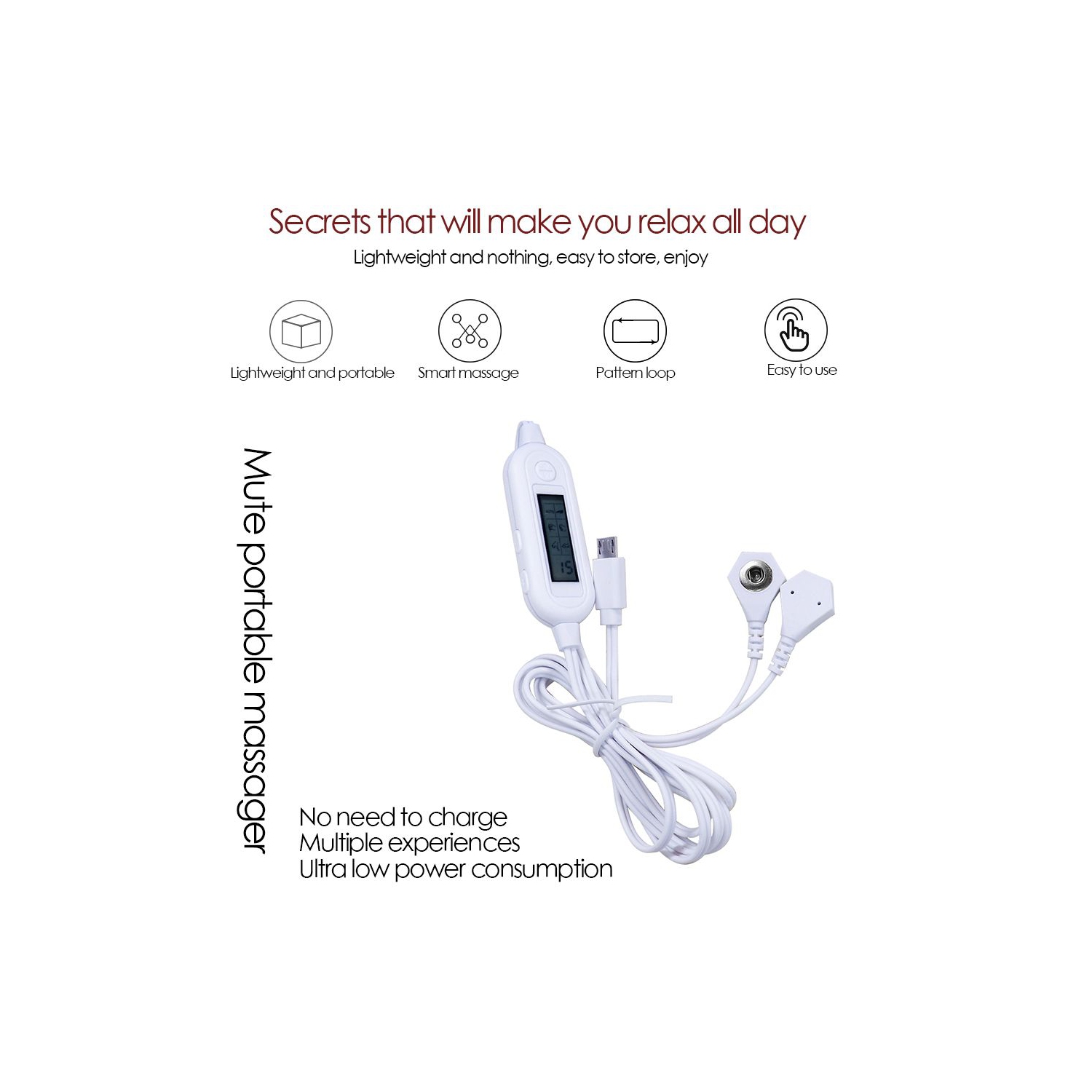 ISTAR Portable Mini Tens Massager Pulse Body Massager Mobile Phone Control EMS Muscle Stimulator Electric Acupuncture Therapy Machine