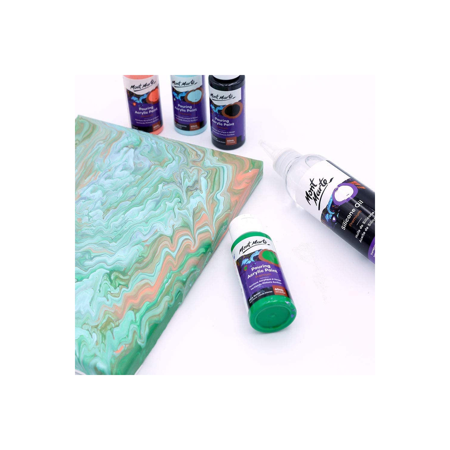 Peinture acrylique liquide pour verser, 60 ml/tube, ensemble de 4 couleurs : forêt tropicale