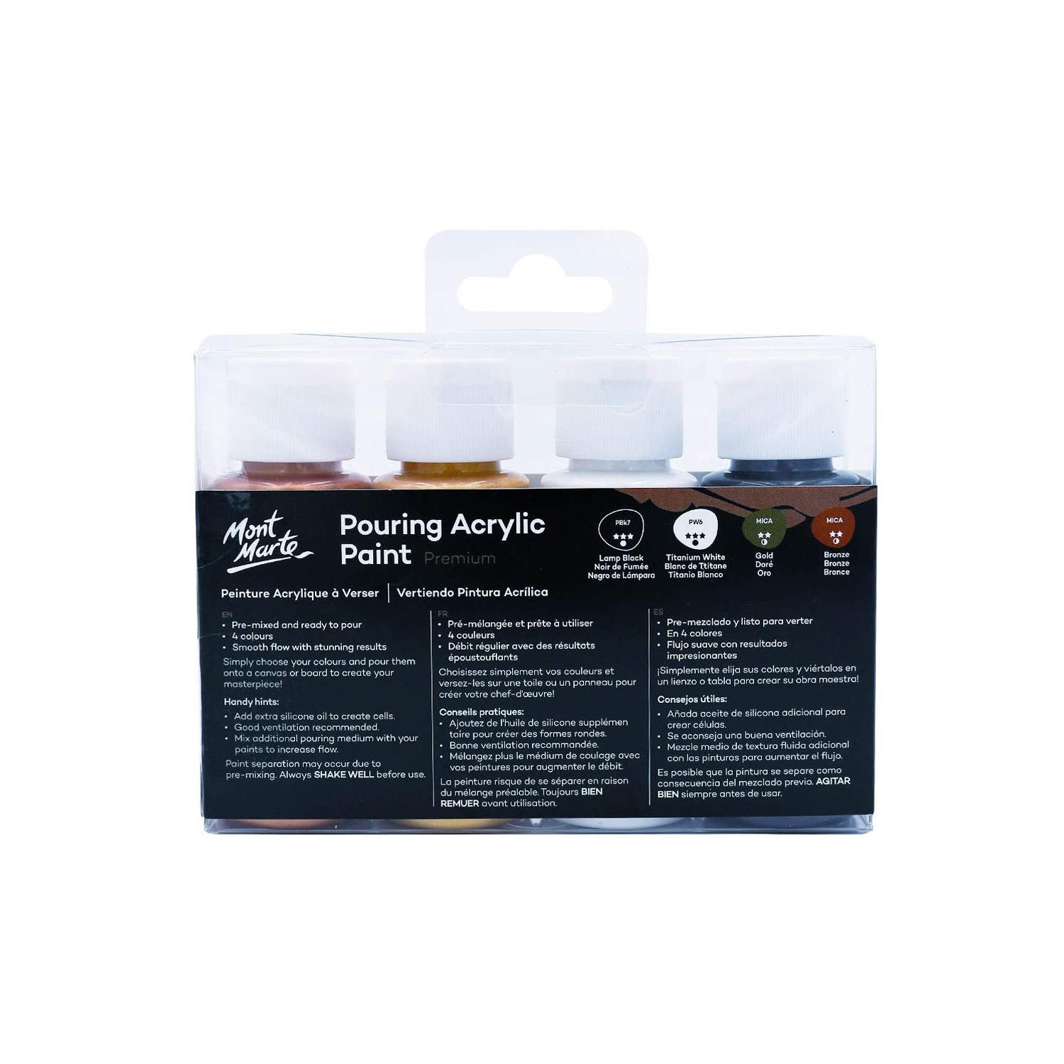 Fluid Acrylic Pouring Paint, 60ml/Tube, Set of 4 Colors - Cosmic