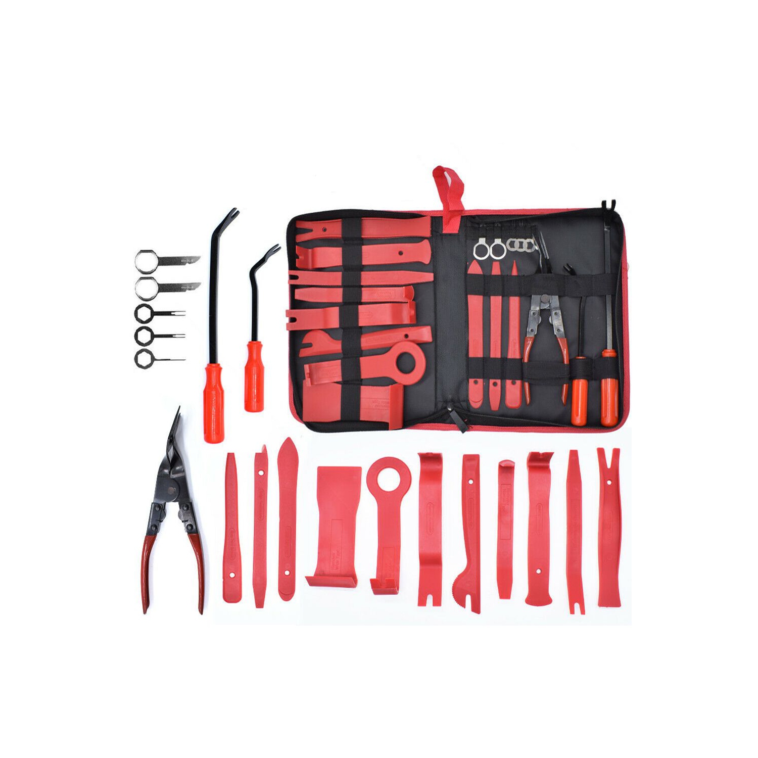 ISTAR 19Pcs Trim Removal Tool, Car Panel Door Audio Trim Removal Tool Kit, Auto Clip Pliers Fastener Remover Pry Tool Set with Storage Bag