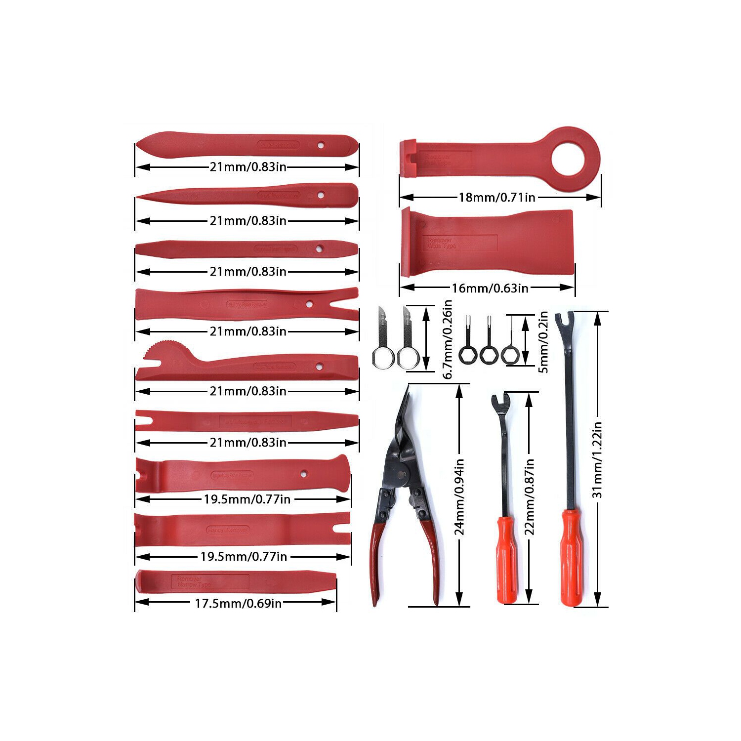 ISTAR 19Pcs Trim Removal Tool, Car Panel Door Audio Trim Removal Tool Kit, Auto Clip Pliers Fastener Remover Pry Tool Set with Storage Bag