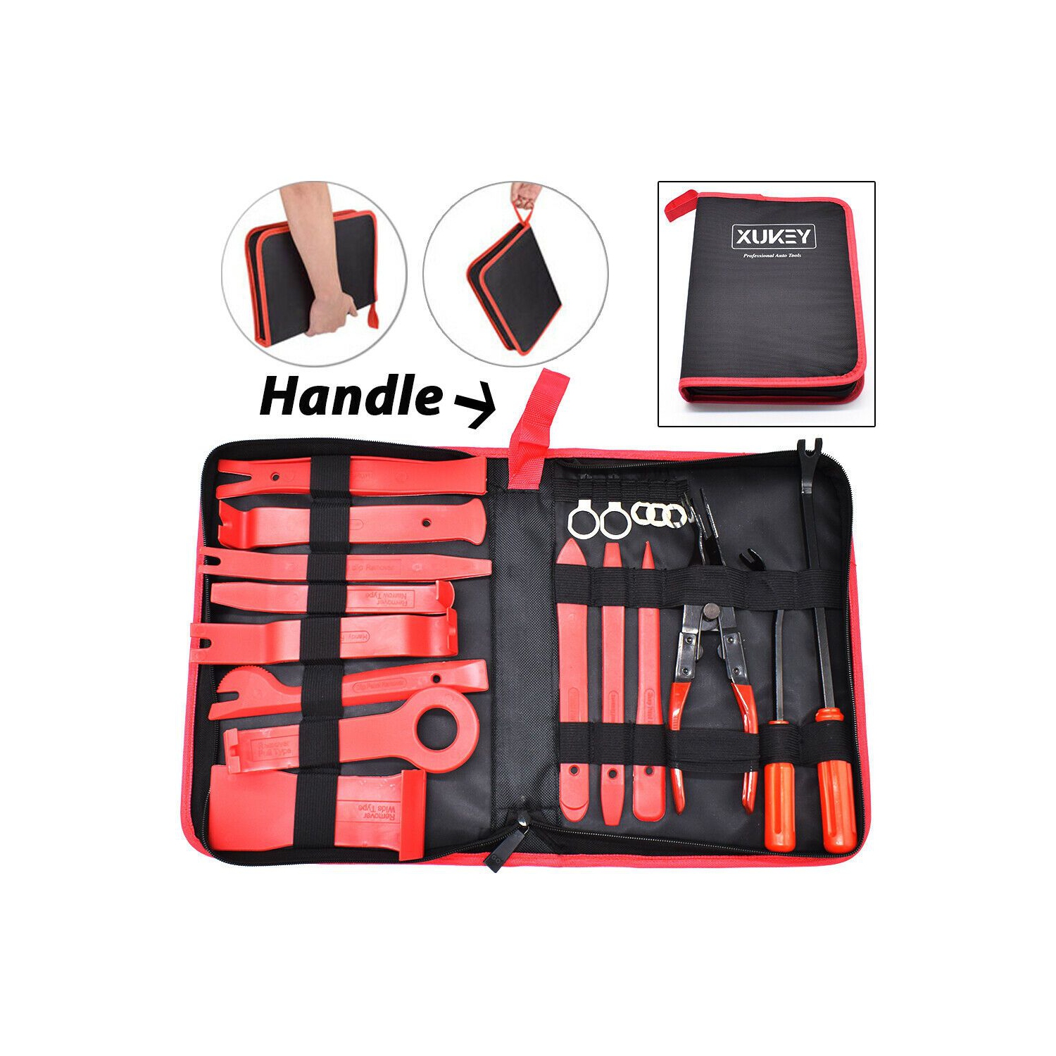 ISTAR 19Pcs Trim Removal Tool, Car Panel Door Audio Trim Removal Tool Kit, Auto Clip Pliers Fastener Remover Pry Tool Set with Storage Bag